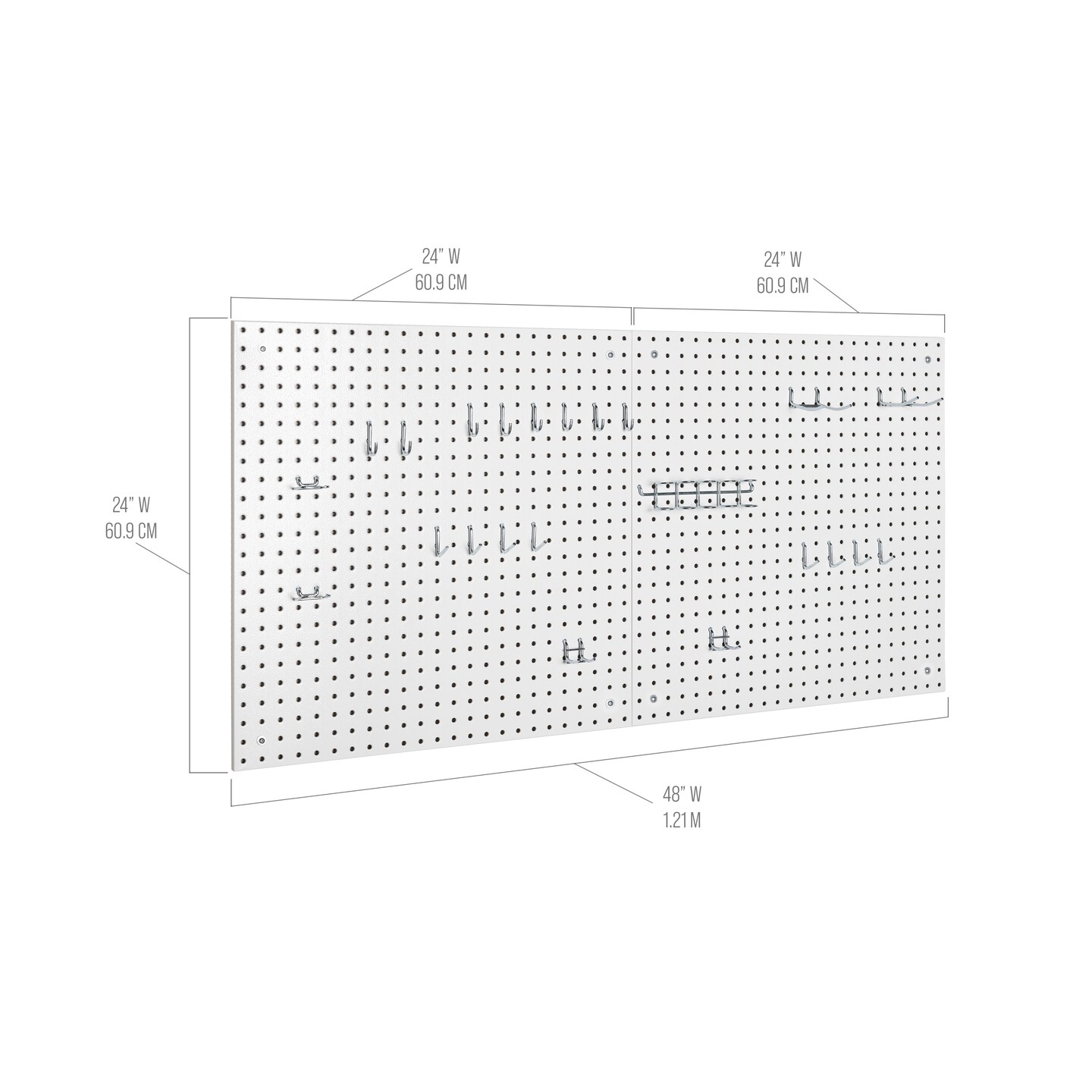 Seville Classics UltraHD 2-Piece Pegboard Set w/ 23 Piece Hook Assortment