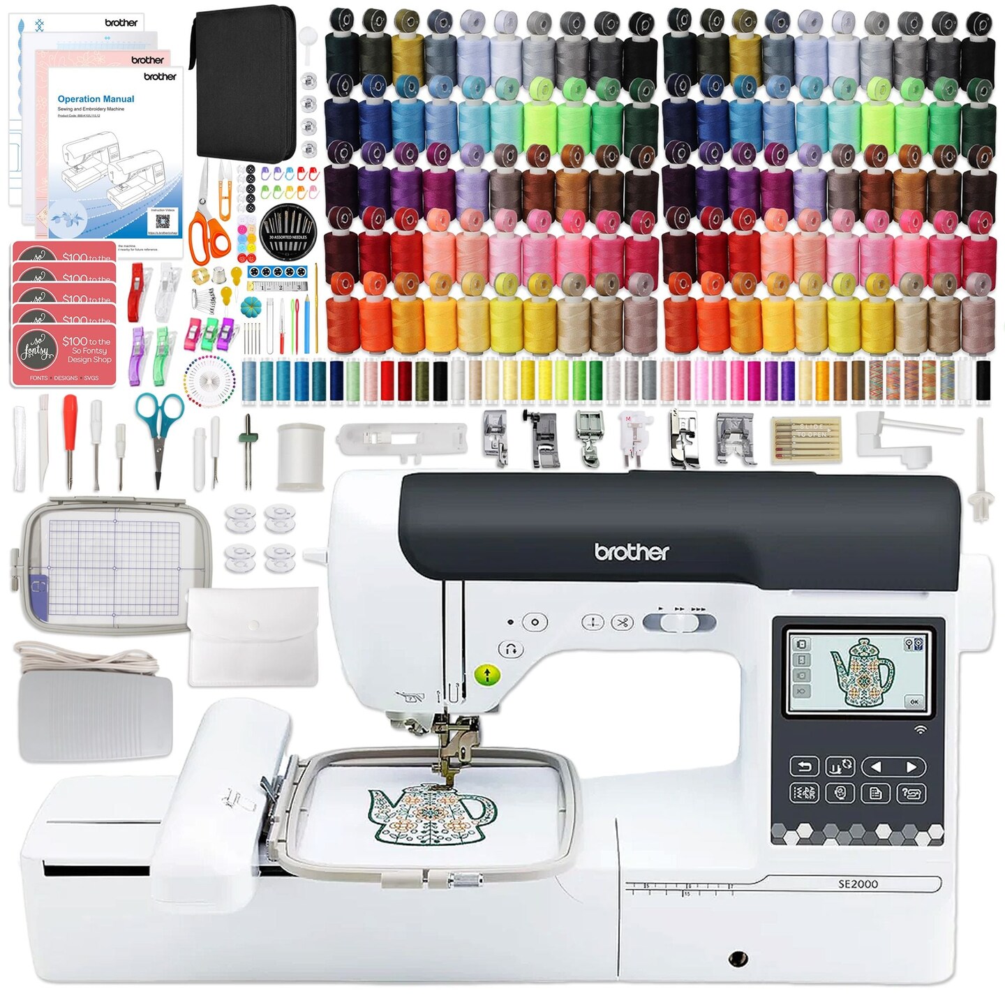 Brother SE2000 Embroidery & Sewing Machine w/ Deluxe Sewing Bundle