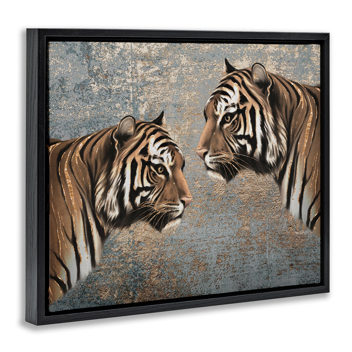 Stupell Industries Mirrored Tiger Duo Floater Framed Canvas Wall Art Design by Svetlana Aleynikova