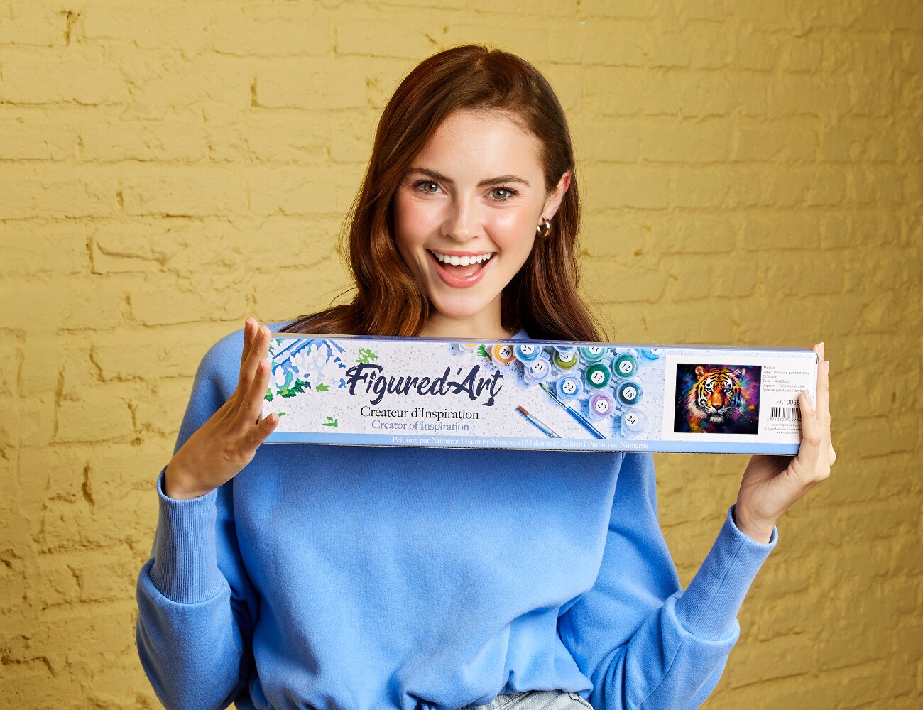 Figured'Art Paint by Numbers for Adults Colorful Abstract Tiger 16"x20" - Craft Art Painting DIY Kit Rolled Canvas Without Frame