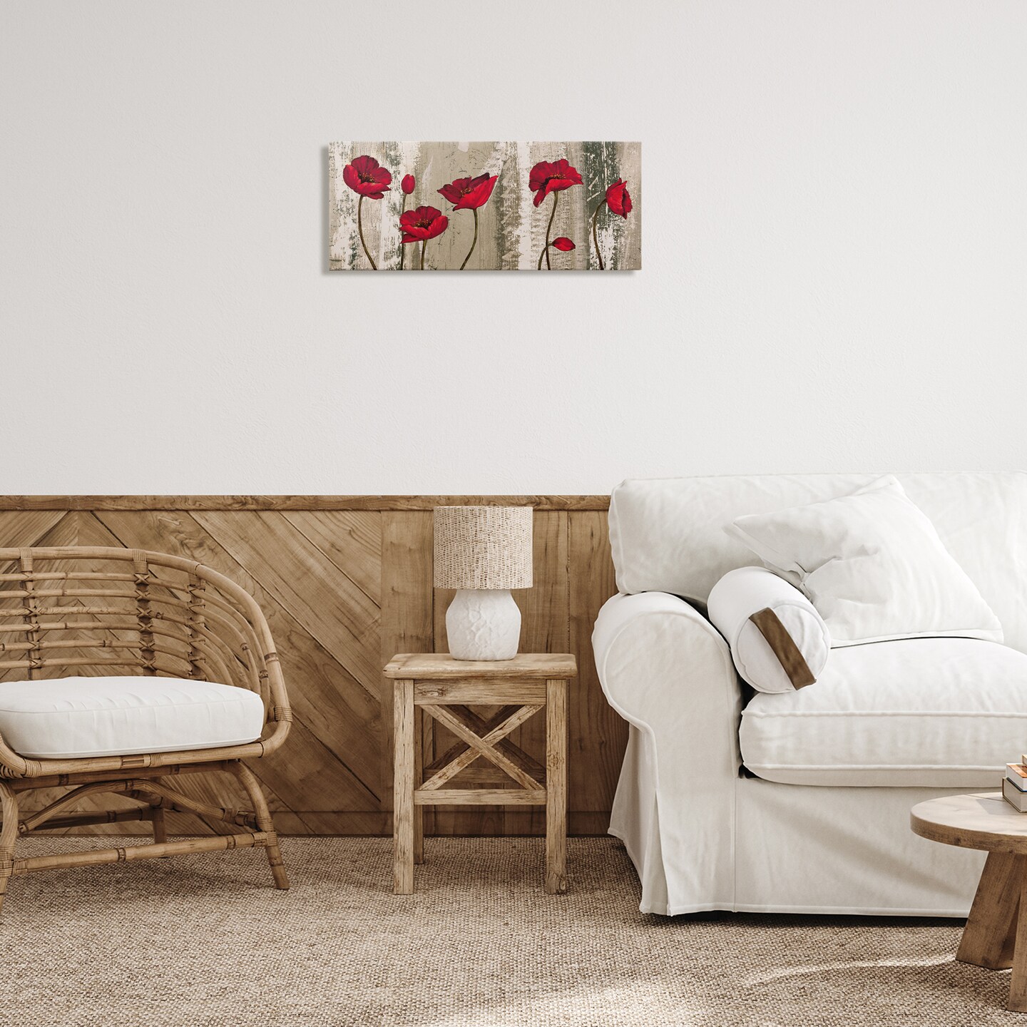 Stupell Industries Red Anemones on Tan Canvas Wall Art Design by Brian Foster