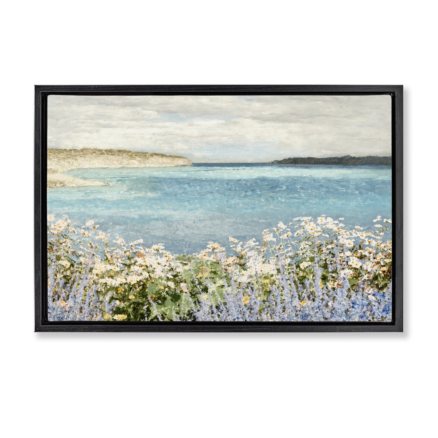 Stupell Industries Daisy Field over Sea Floater Framed Canvas Wall Art Design by Amber Sterling