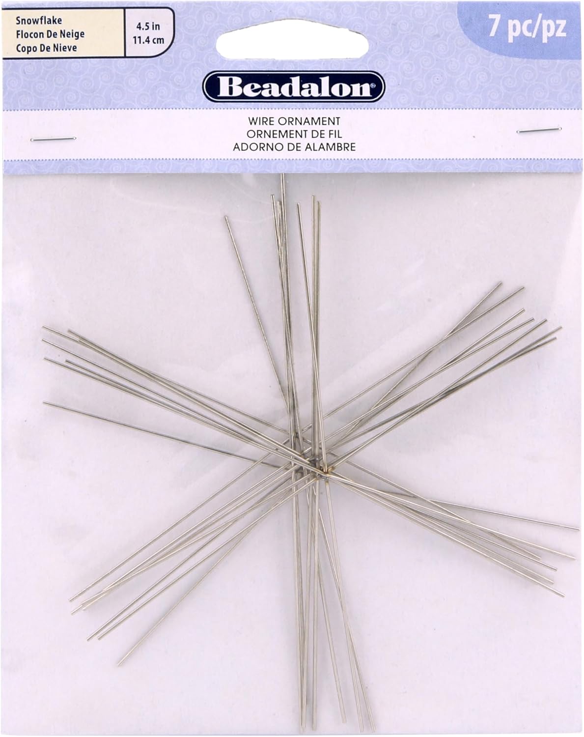 Beadalon Ornament Wire Form 4.5" 0.8mm Diameter 7/Pkg - Snowflake