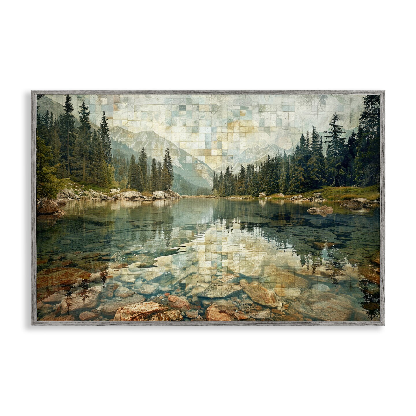 Stupell Industries Tiled Mountain Landscape Framed Giclee Wall Art Design by LSR Design Studio