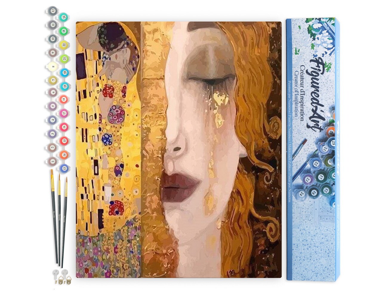 Figured'Art Paint by Numbers for Adults Gustav Klimt 16"x20" - Craft Art Painting DIY Kit Rolled Canvas without frame