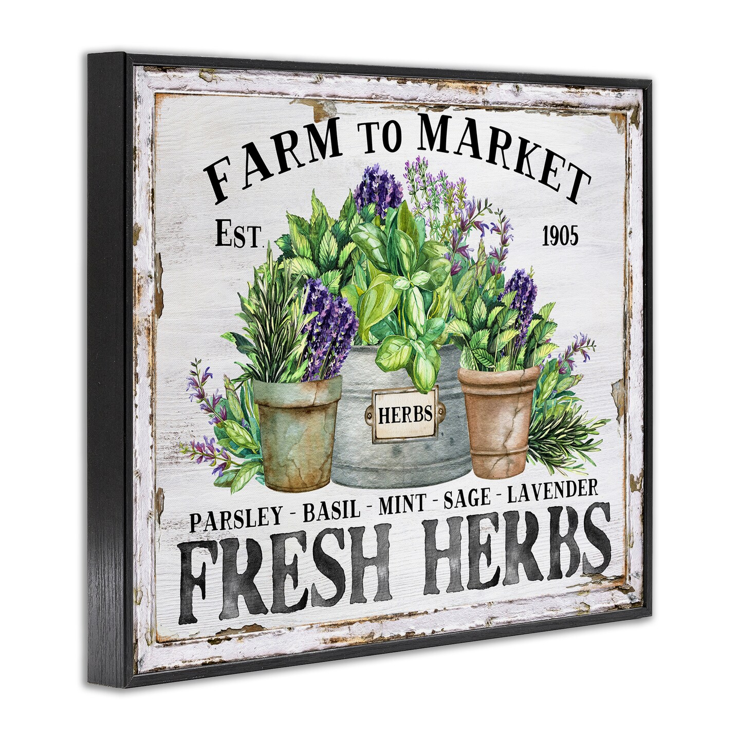 Stupell Industries Farmhouse Fresh Herbs Framed Giclee Wall Art Design by Creatif Belle
