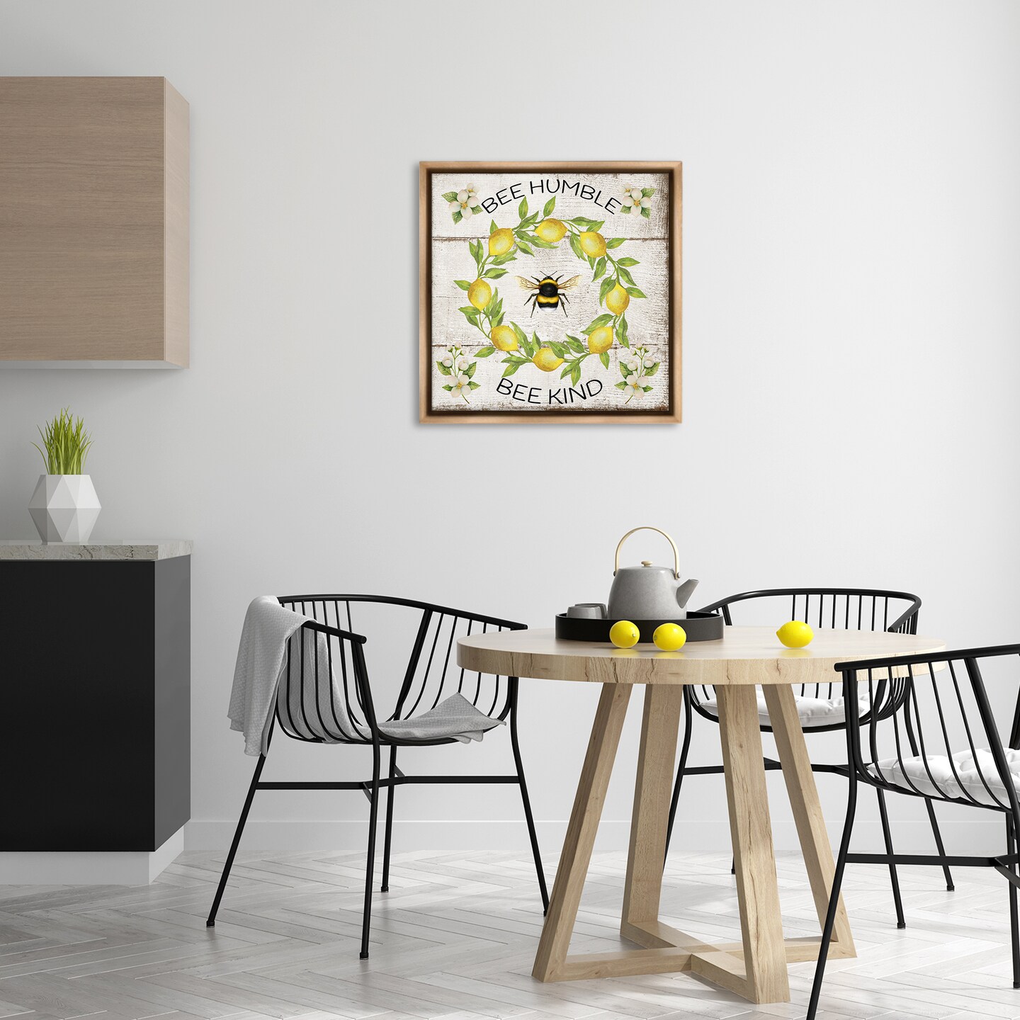 Stupell Industries Bee Humble & Kind Rustic Floater Framed Canvas Wall Art Design by Creatif Belle