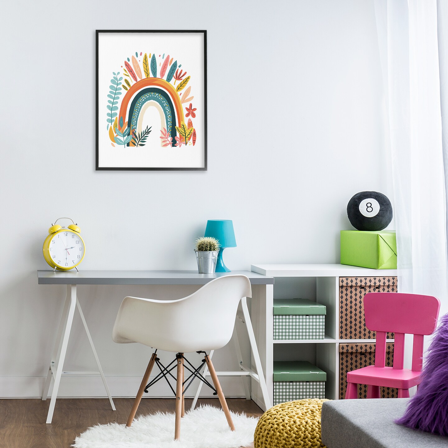 Stupell Industries Boho Rainbow Blooms Framed Giclee Wall Art Design by LSR Design Studio