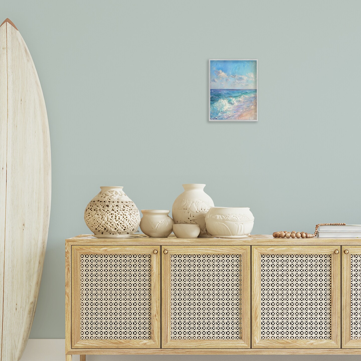 Stupell Industries Soft Ocean Beach Framed Giclee Wall Art Design by LSR Design Studio