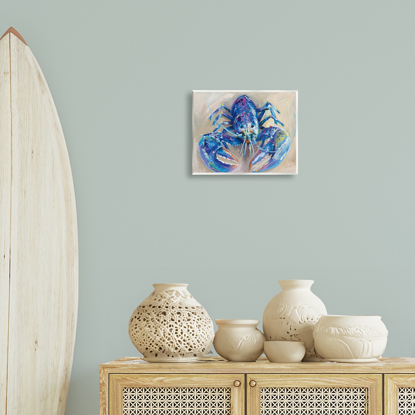 Stupell Industries Blue Lobster Impression Wall Plaque Art Design by Jeanette Vertentes
