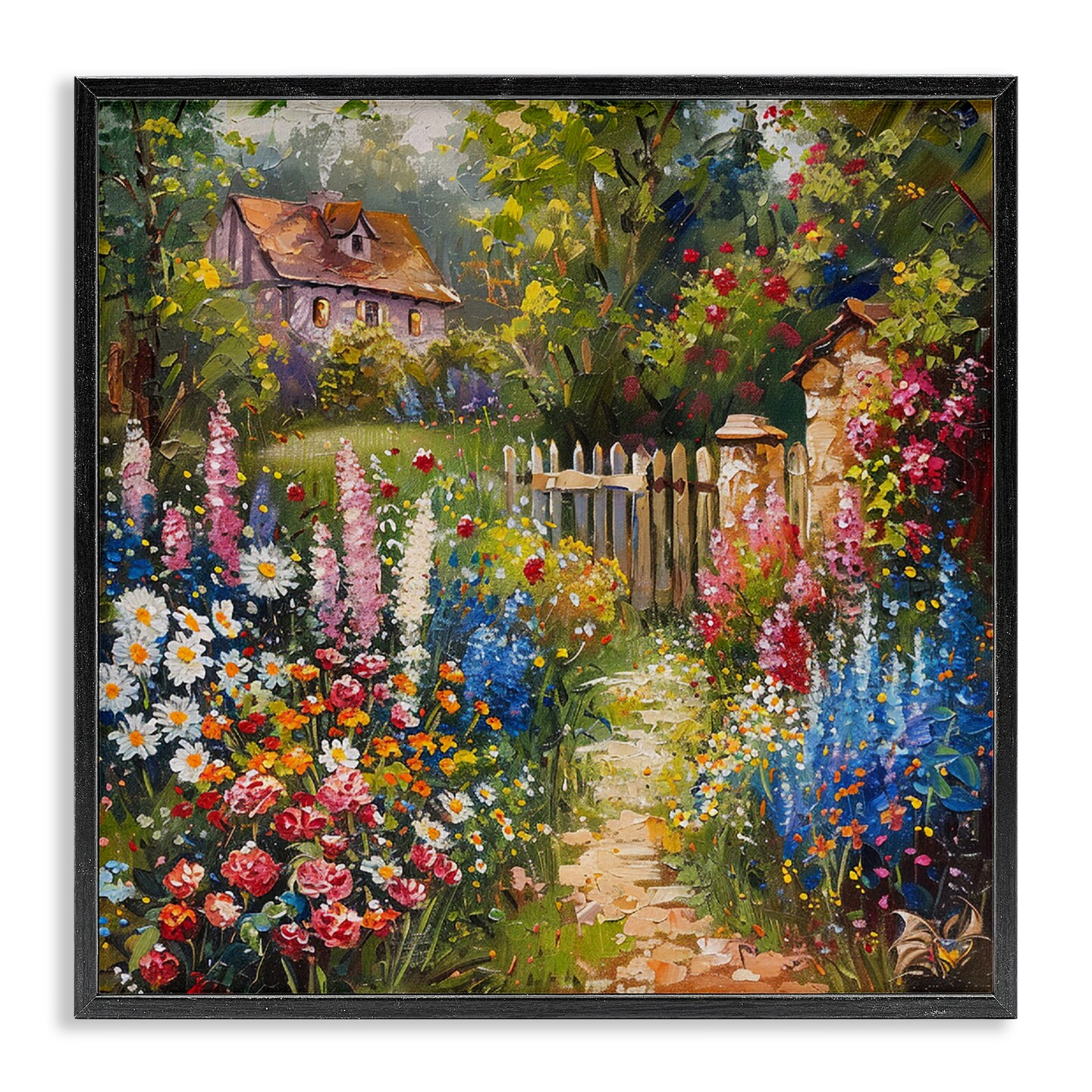 Stupell Industries Blooming Spring Cottage Framed Giclee Wall Art Design by LSR Design Studio