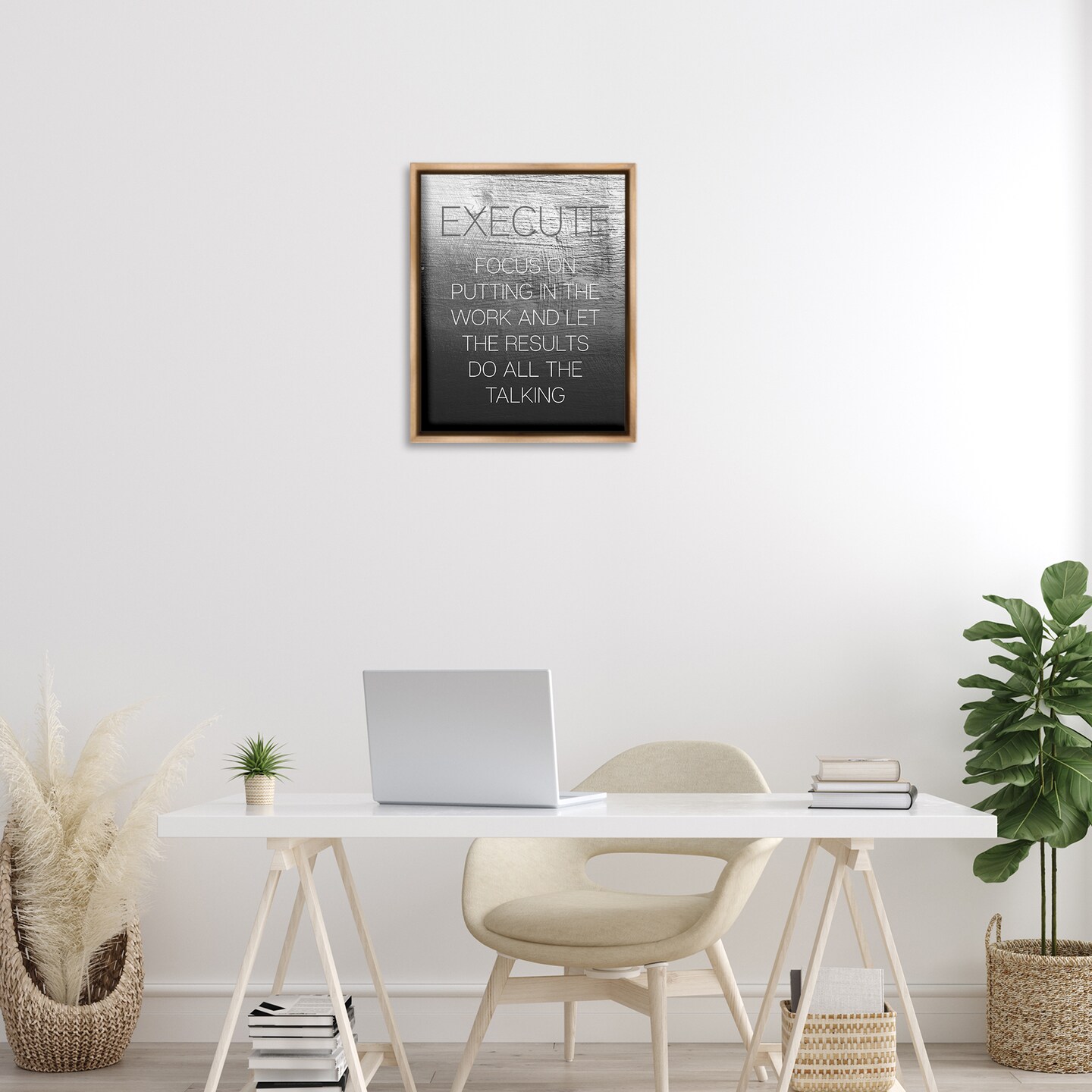 Stupell Industries Execute Motivational Definition Floater Framed Canvas Wall Art Design by Daphne Polselli
