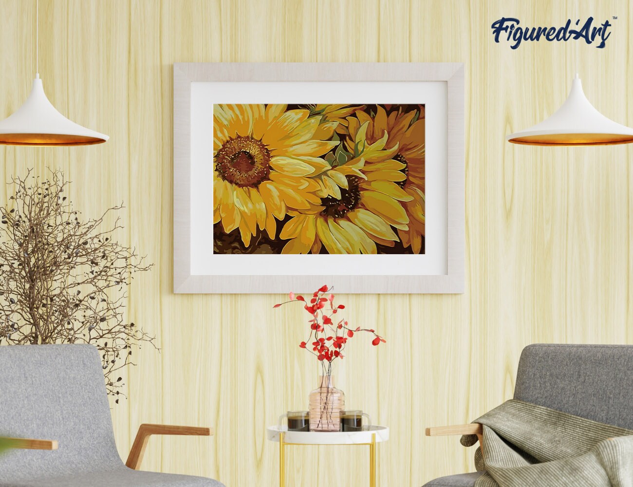 thumbnail image 2 of ABEUTY DIY Paint By Numbers Kit For Adults - 16x20 Inch Yellow Flowers & Bird Art With Wooden Frame 2 of 9