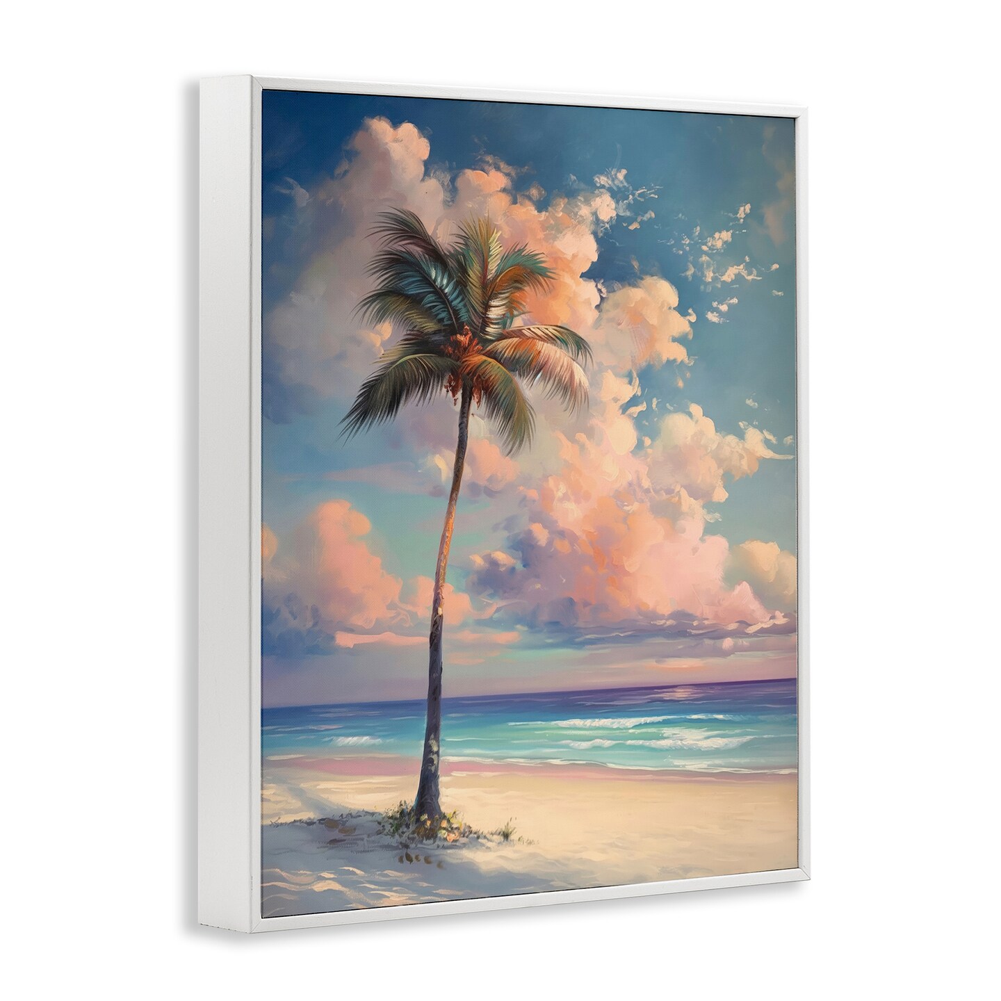 Stupell Industries Bright Hued Beach Palm Framed Giclee Wall Art Design by Arlington Prints