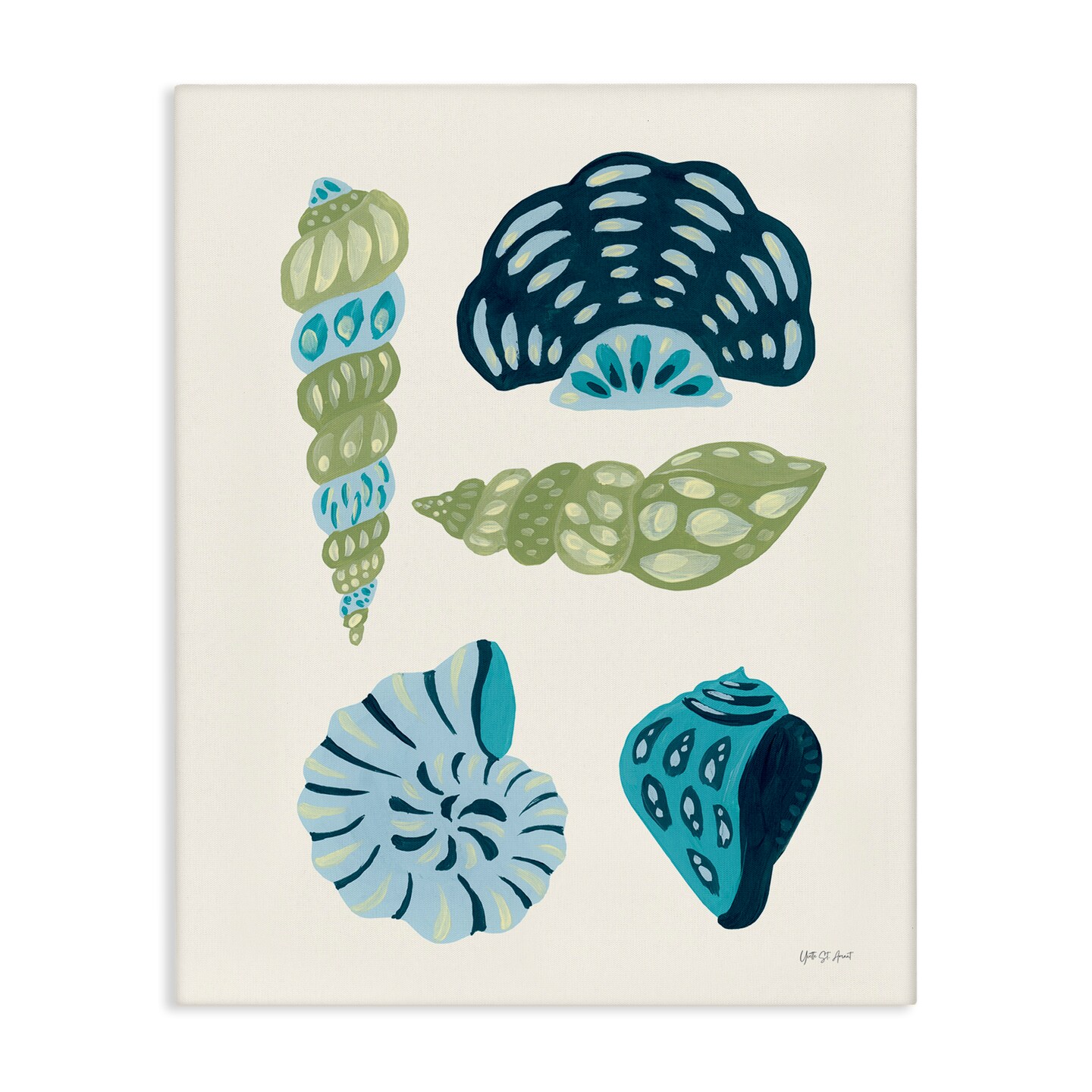 Stupell Industries Blue Shell Collection Canvas Wall Art Design by Yvette St. Amant