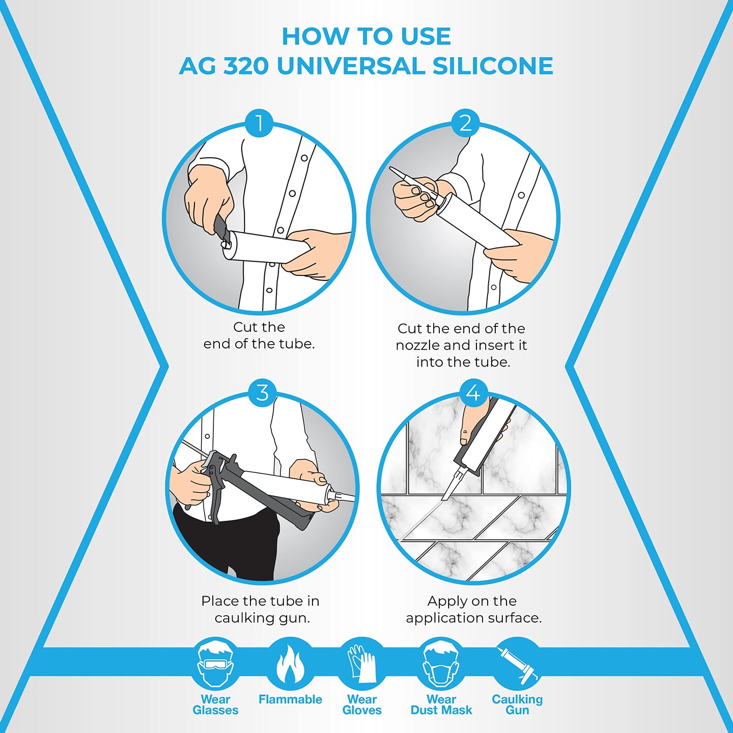 ADHESIVE GURU AG320 Clear 100% Silicone Sealant 10.15 fl oz – Waterproof, Mold-Resistant & Flexible Caulk for Kitchen, Bath & DIY