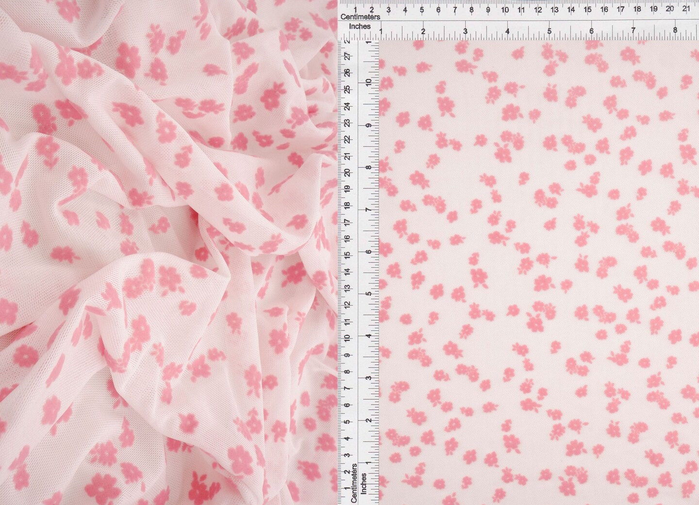 1 Yard Floral Flocking Mesh Stretch Fabric, 56/57″ Wide Polyester Spandex Blend