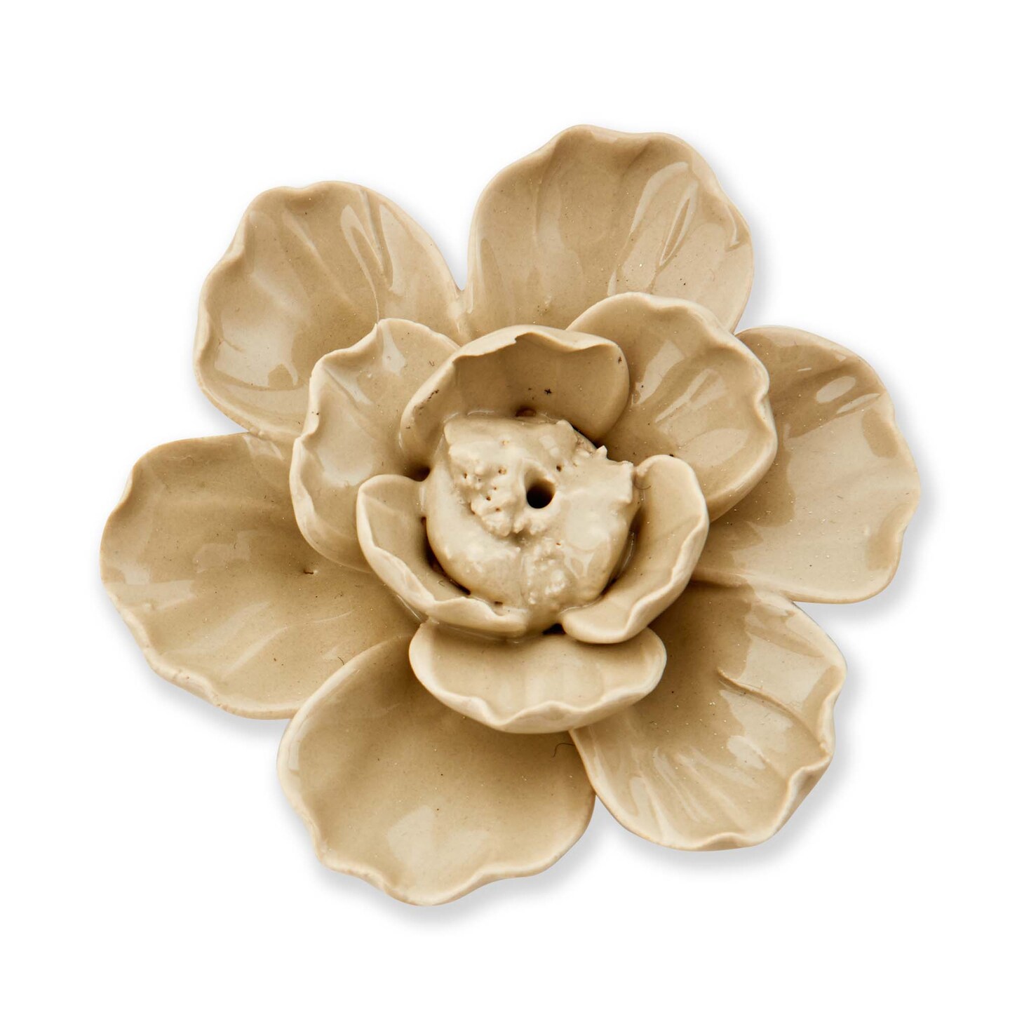 Blossom Light Gray Ceramic Incense Stick Holder - Home Fragrance Air Freshener for Indoor Use, 4&#x22; x 4&#x22; x 1.18&#x22;