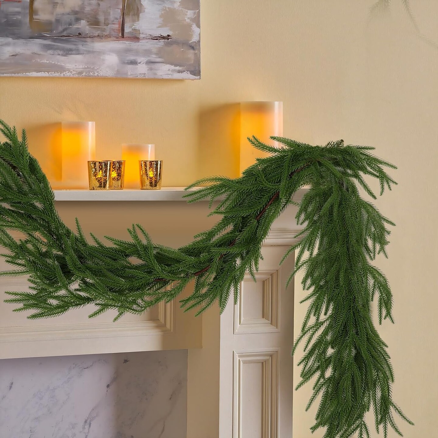 2 Pcs Artificial Norfolk Pine Garlands
