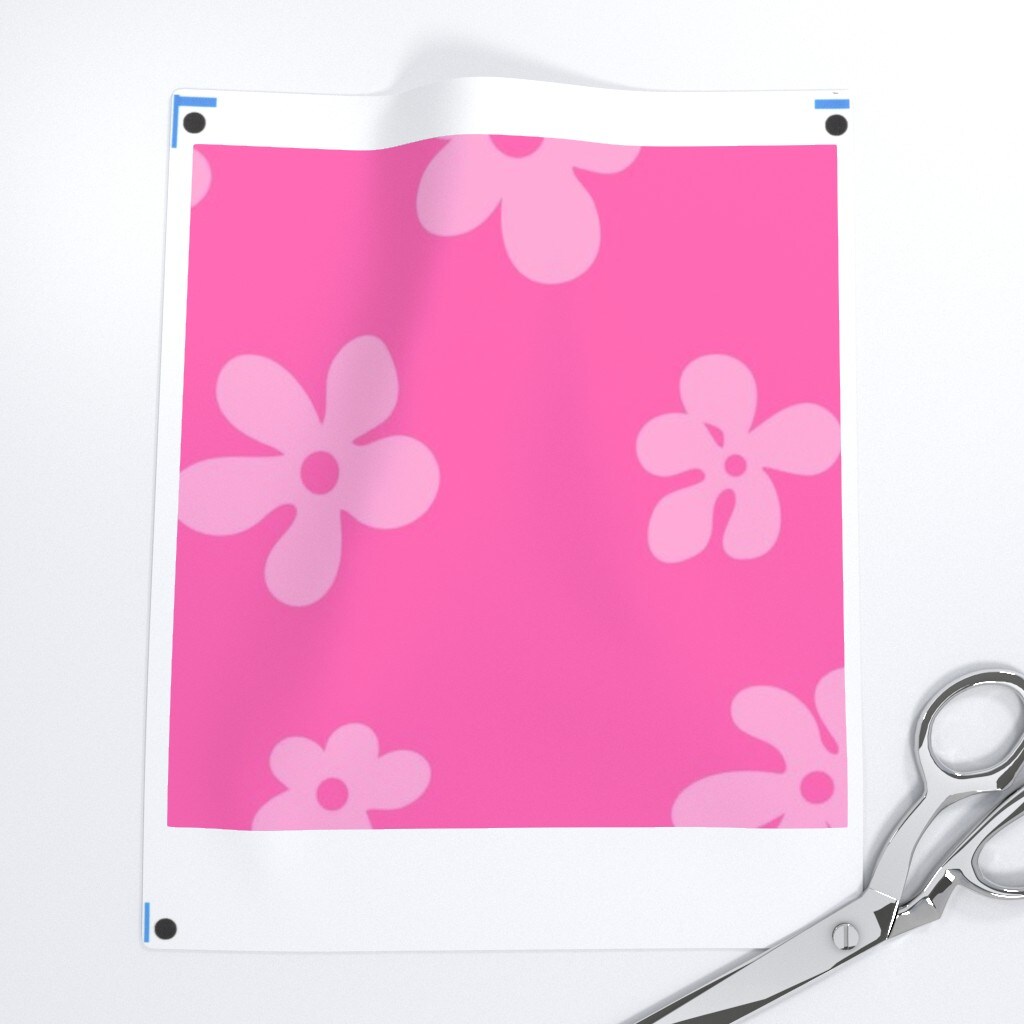 Psychedelic Daisies Pink Floral 90S Retro 60S Y2K Bubblegum Custom Printed Fabric by Spoonflower Various Fabrics by the Yard or Fat Quarter