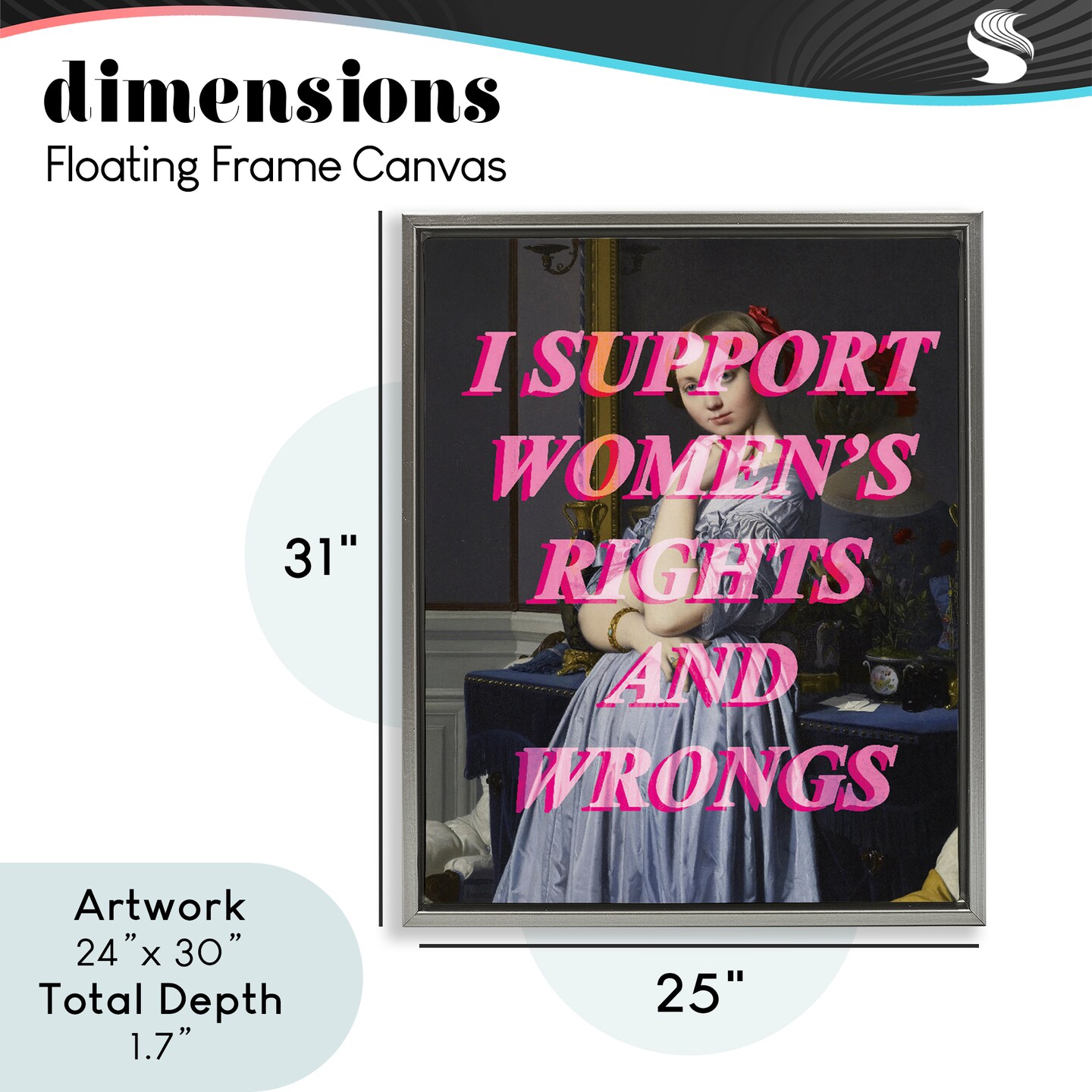 Stupell Industries I Support Women's Rights & Wrongs Floating Frame, design by Lil' Rue