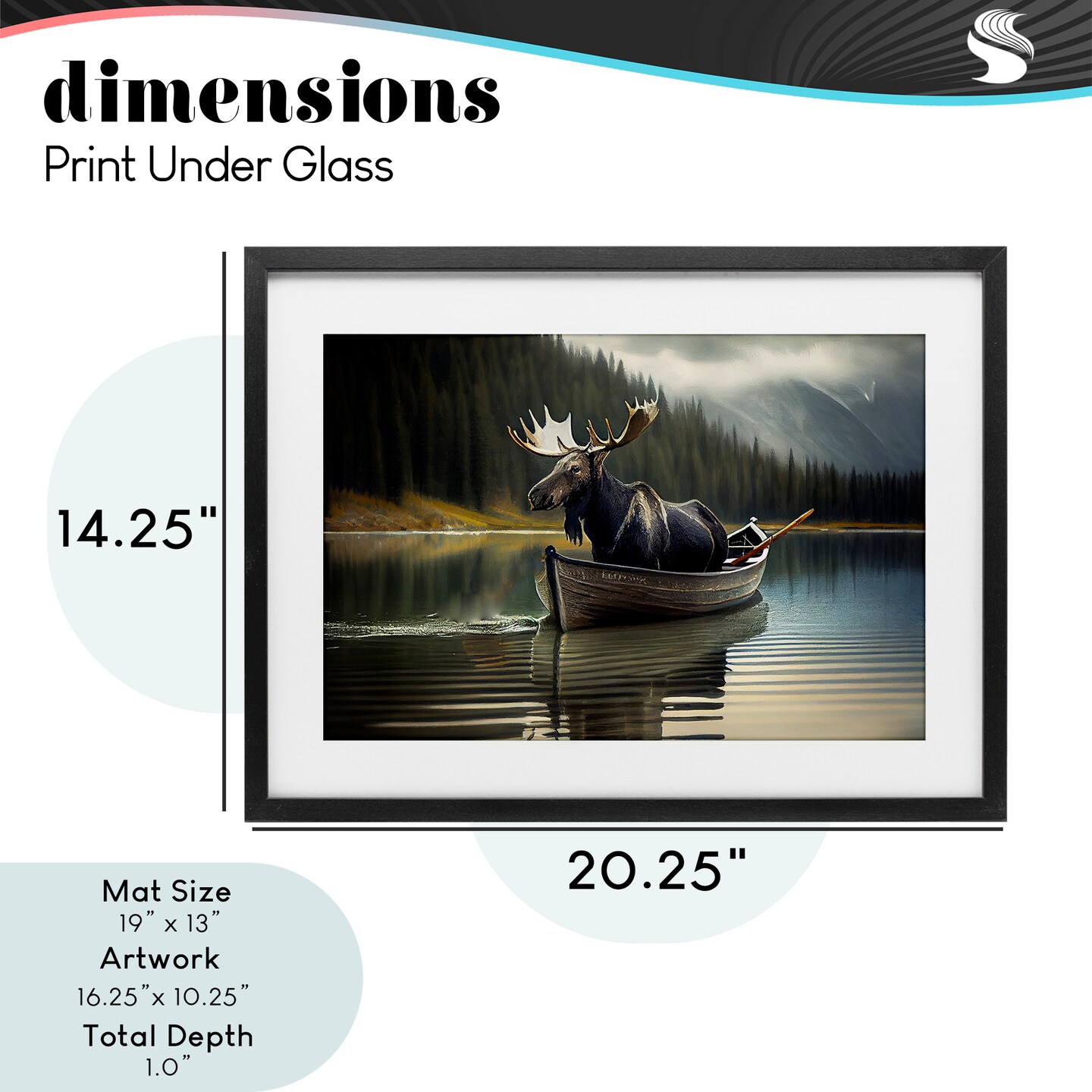 Stupell Industries Moose in Canoe Tranquility Framed Print Under Glass, design by Sasha