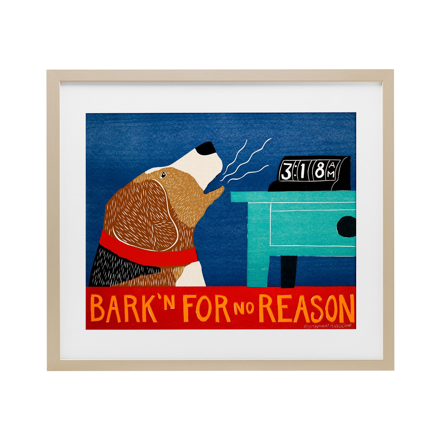 Stupell Industries Bark'n For No Reason Framed Print Under Glass, design by Stephen Huneck