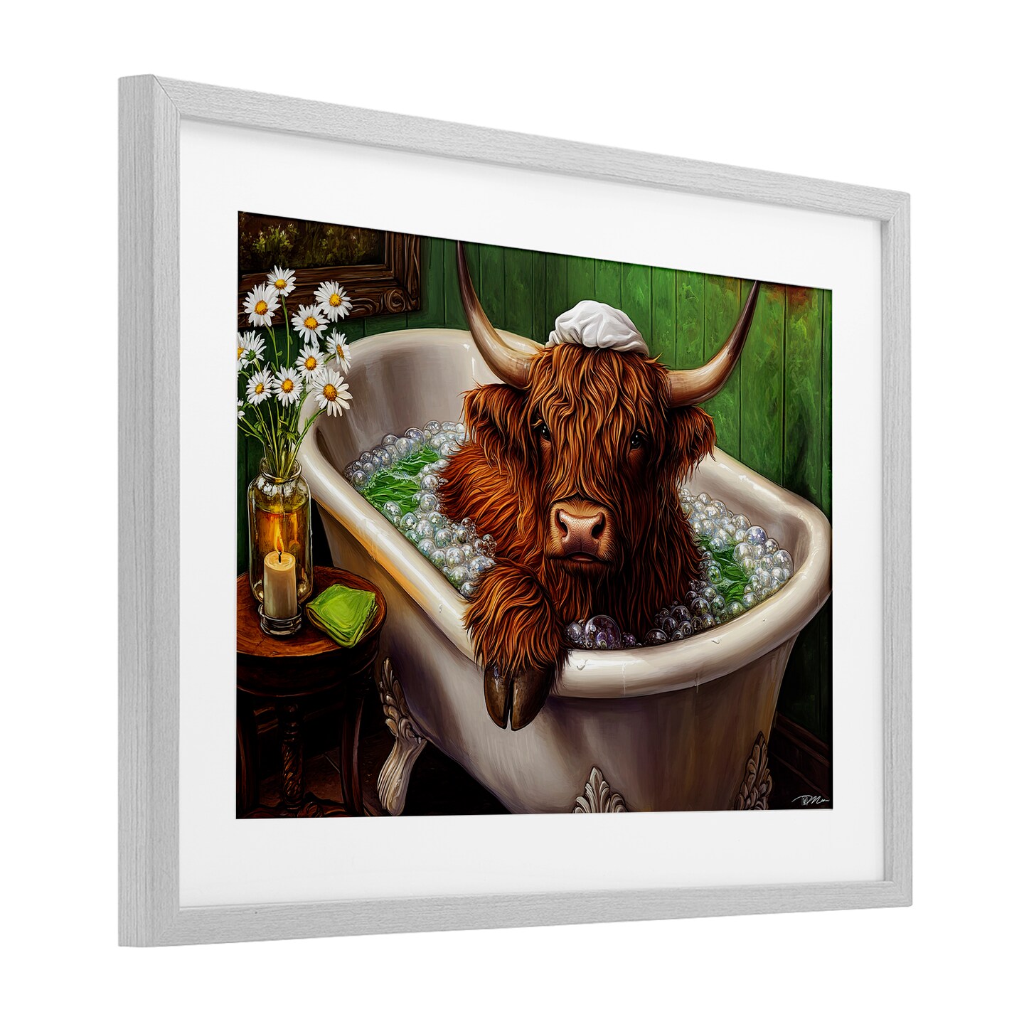 Stupell Industries Highland in Candle Lit Bubble Bath Framed Print Under Glass, design by Momart