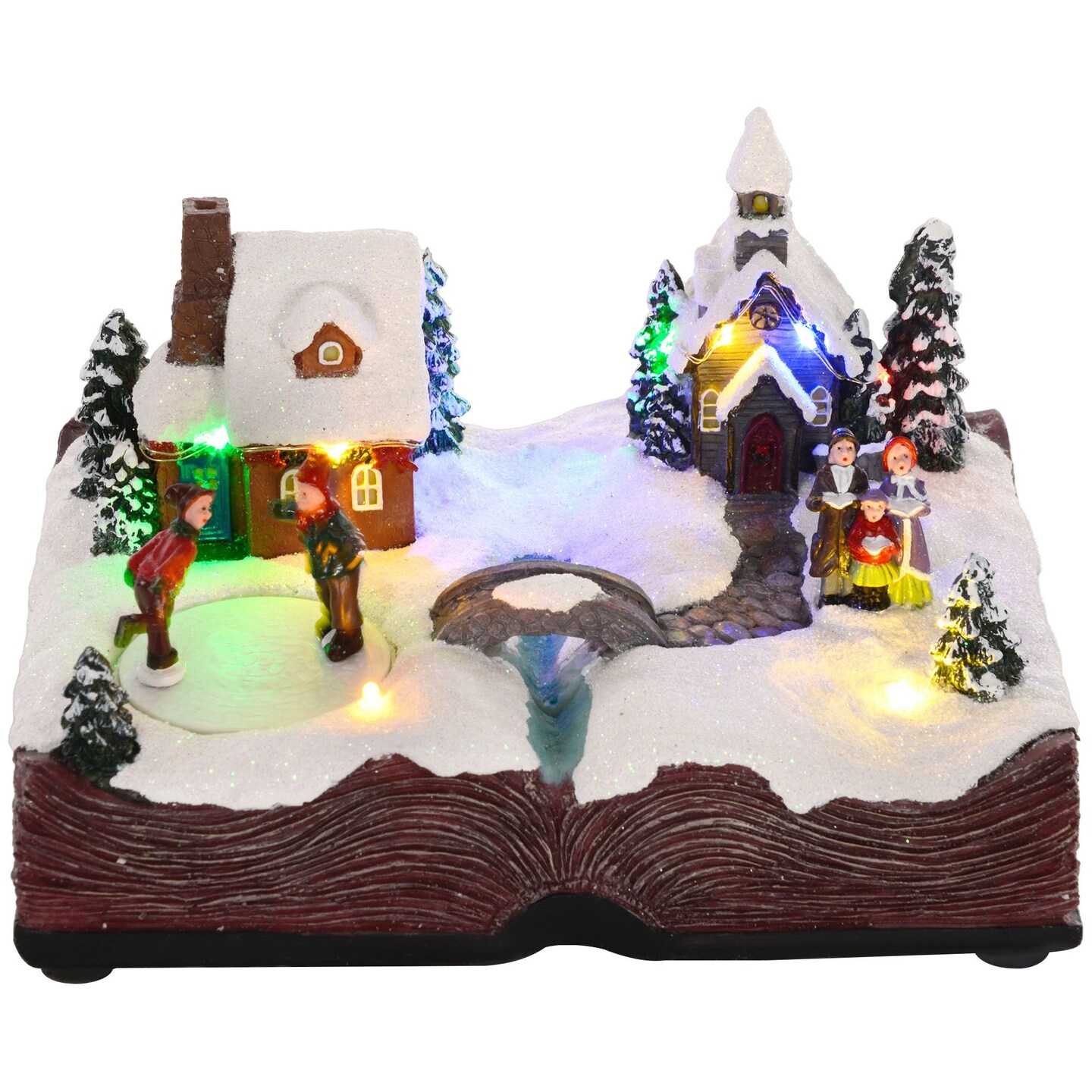 Edge Collections - 9.1" x 7.1" - Multicolor - Animated Christmas Village with Music and Lights - 1 Piece