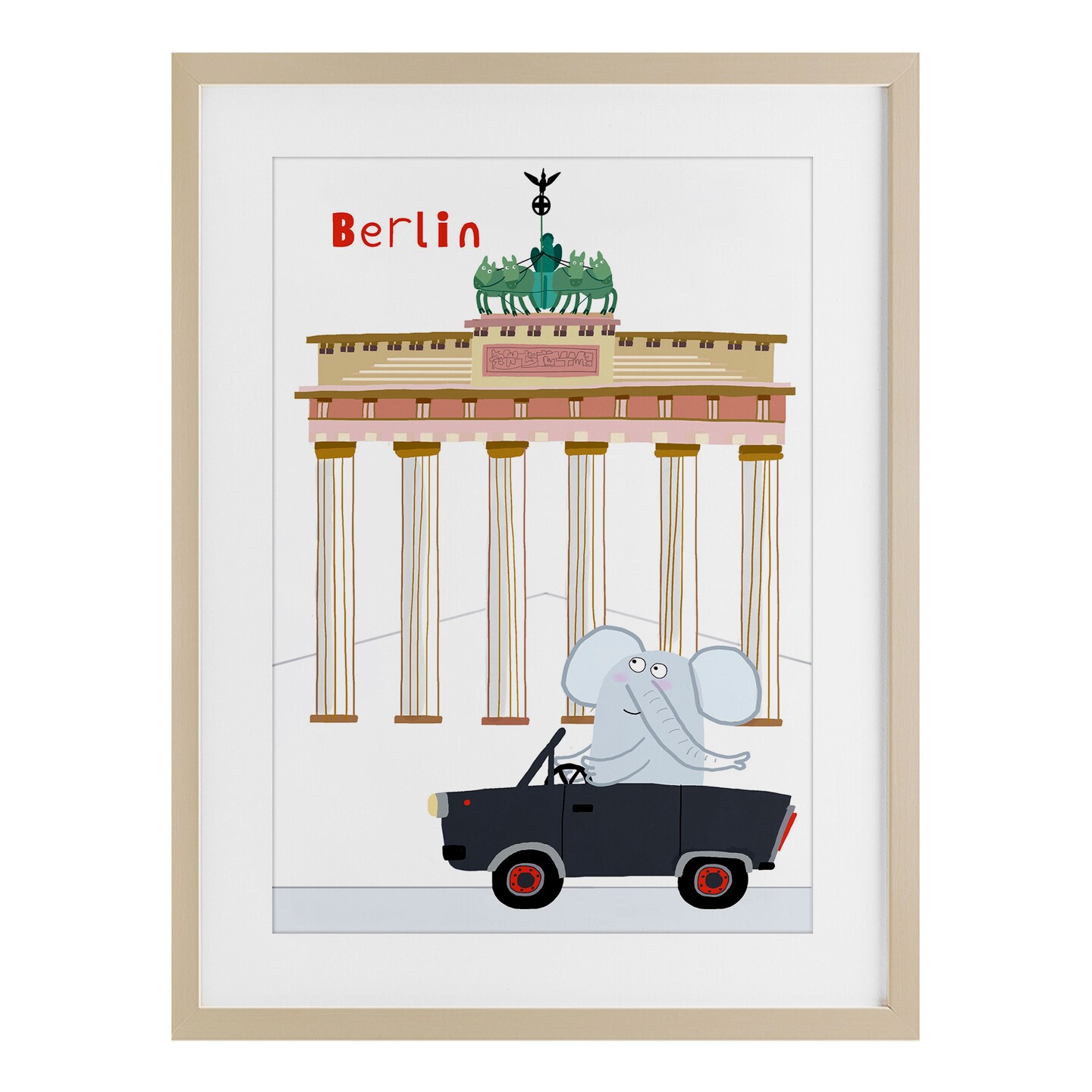 Stupell Industries Elephant & Berlin Architecture Framed Print Under Glass, design by Carla Daly
