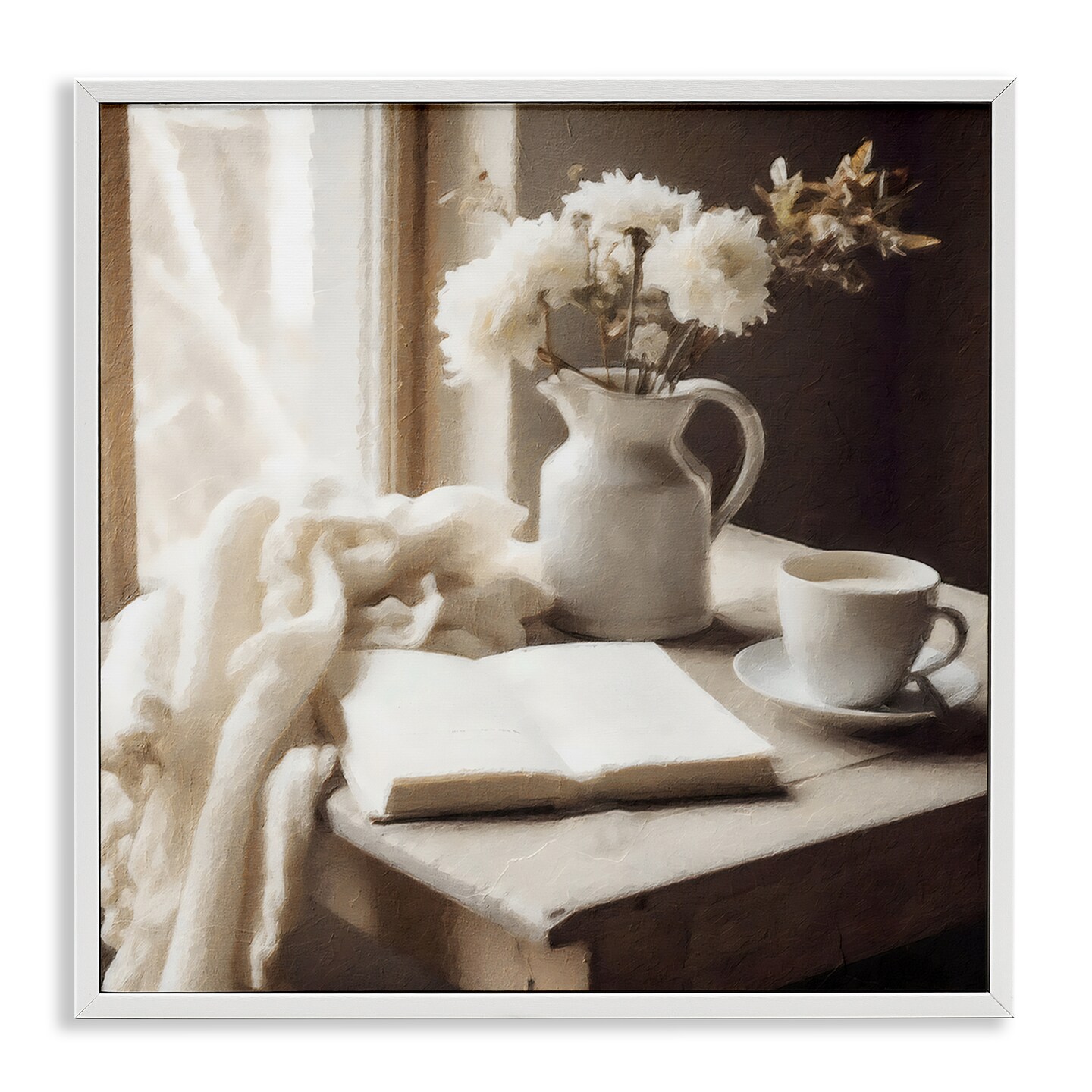 Stupell Industries Neutral Morning Coffee Journaling Framed Giclee, design by Riley B