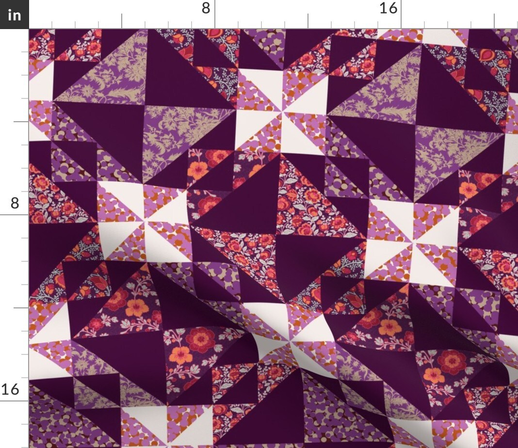 Cheater Quilt Wholecloth Geometric Pattern Custom Printed Fabric by Spoonflower Various Fabrics by the Yard or Fat Quarter
