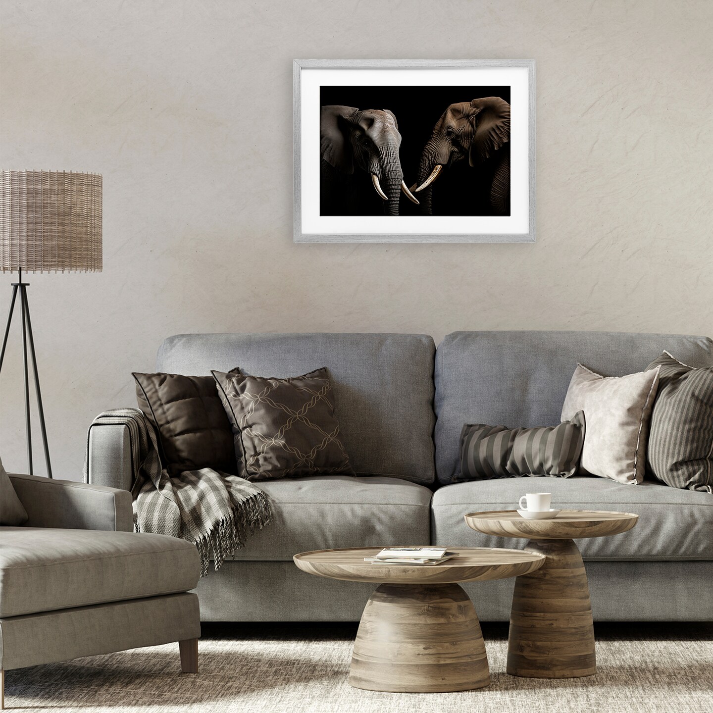 Stupell Industries Pachyderm Elephant Pair Framed Print Under Glass, design by Decent Exposures