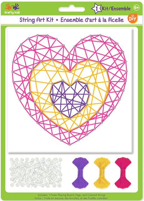 DIY Krafty Kids Heart Valentines Day String Art Kit Kids Beginner Craft