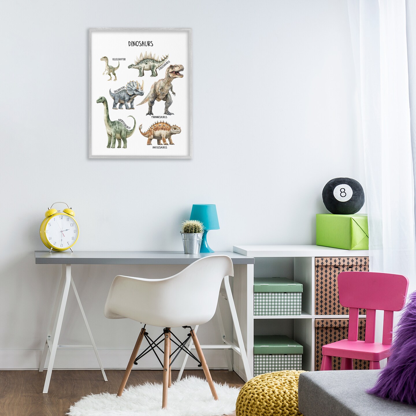 Stupell Industries Educational Meet The Dinosaurs Framed Giclee, design by Christine Simpson Art