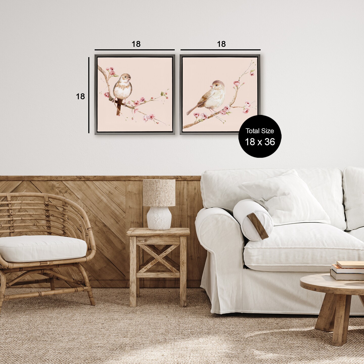 Stupell Industries Sweetest Brown Birds Branch 2pc Floating Frame Set, design by Lisa Wehmeyer