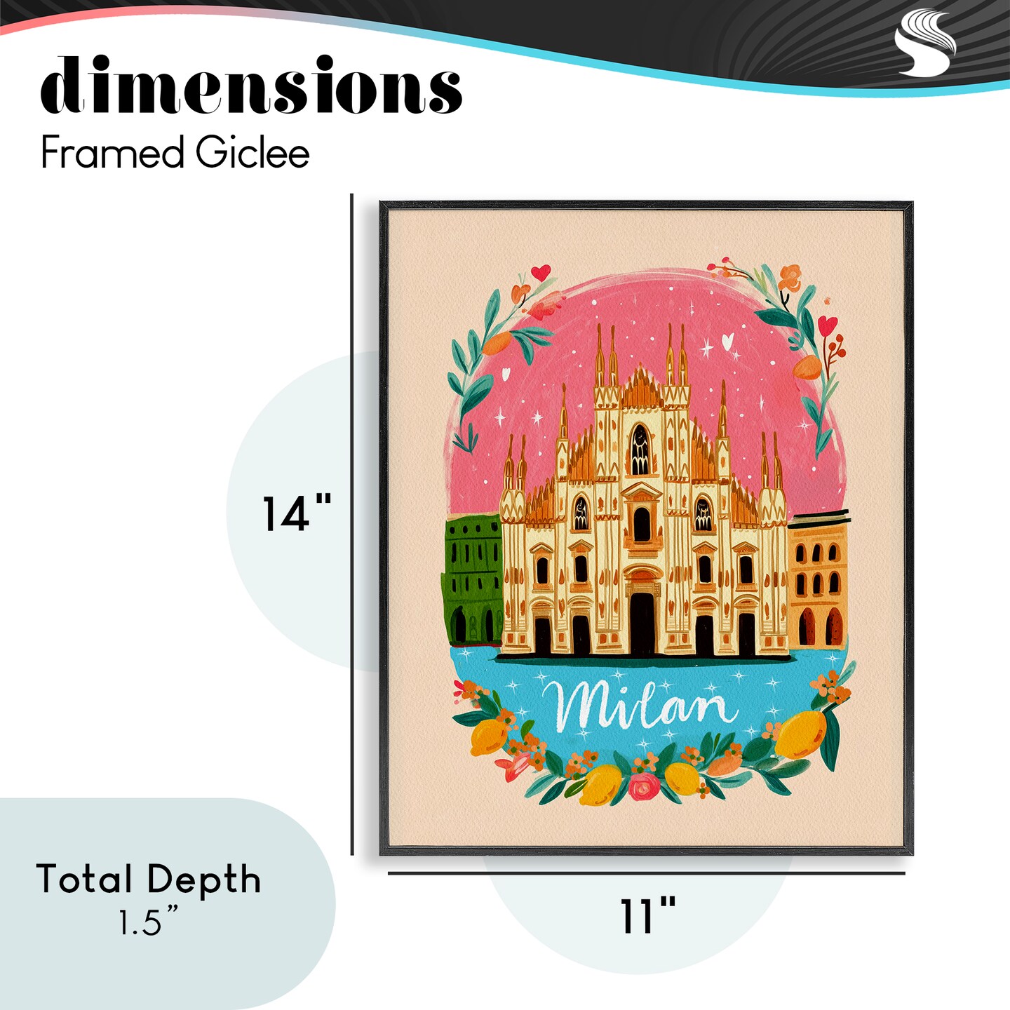 Stupell Industries Floral Bordered Milan Framed Giclee, design by Yen