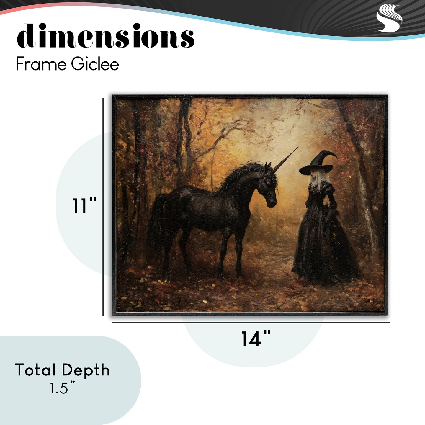 Stupell Industries Witch & Black Unicorn Framed Giclee, design by Arlington Prints