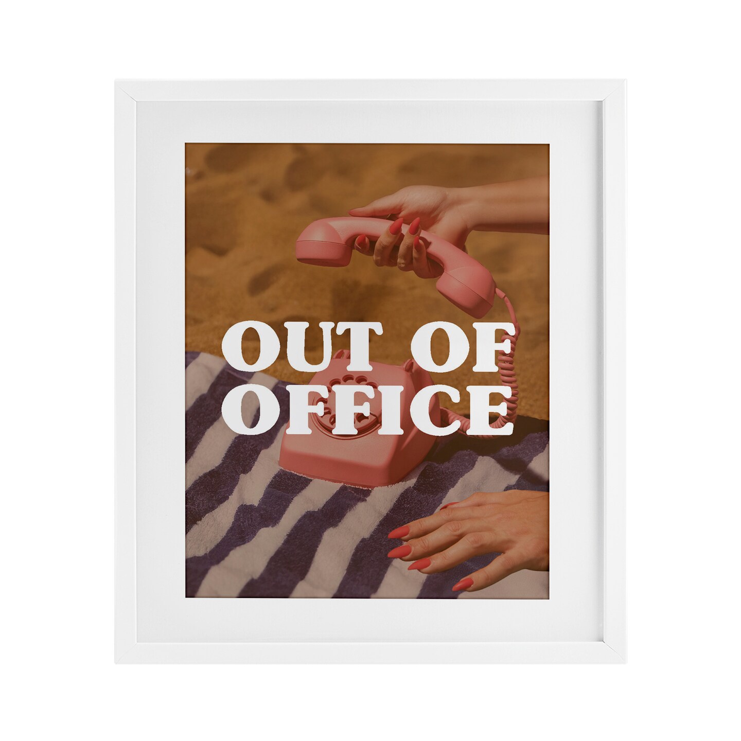 Stupell Industries Out of Office Pink Phone Framed Print Under Glass, design by Lil' Rue