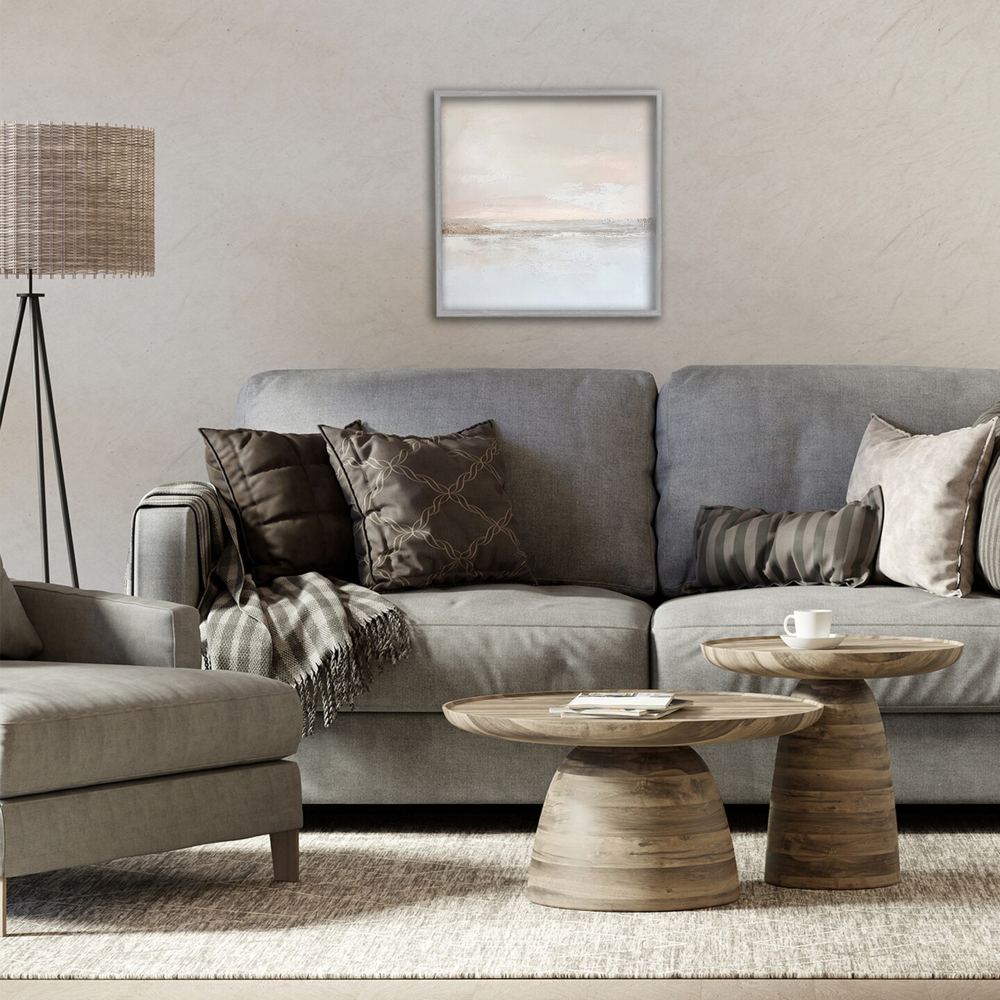 Stupell Industries Muted Landscape Abstract Horizon Framed Giclee, design by Petal Prints Design