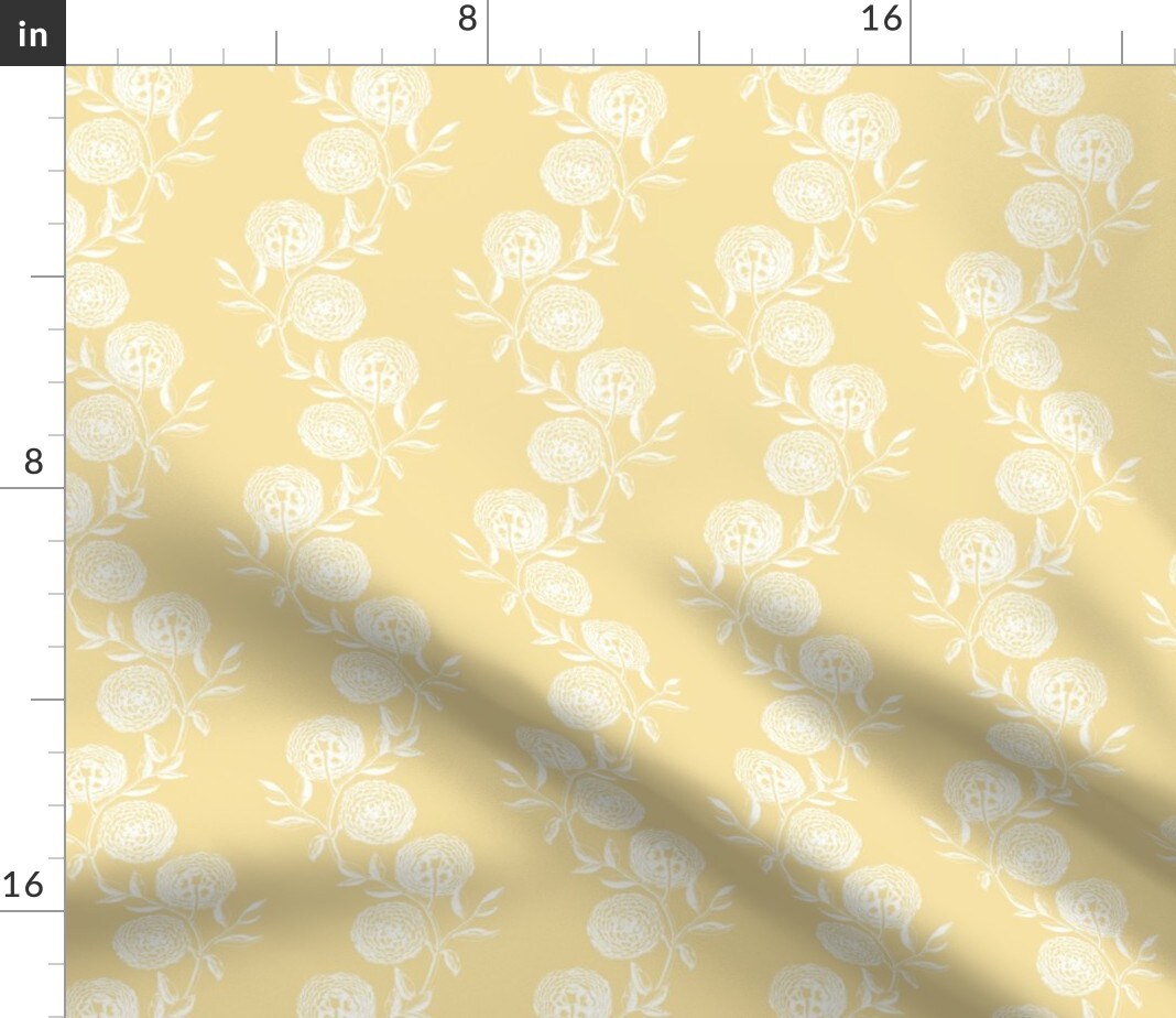 Vertical Yellow Floral Custom Printed Fabric by Spoonflower Various Fabrics by the Yard or Fat Quarter
