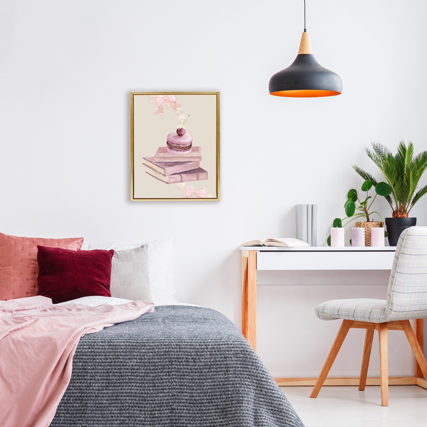 Stupell Industries Cherry Macaron on Book Stack Floating Frame, design by Jesse Keith