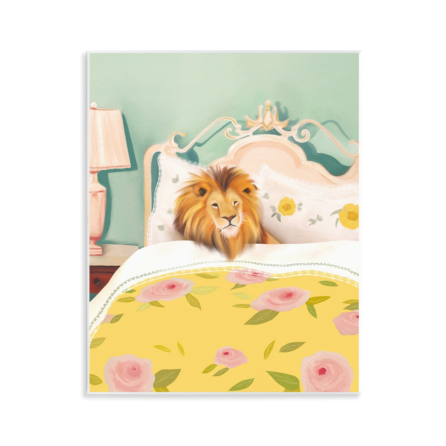 Stupell Industries Good Morning Lion in Bed Wall Plaque, design by Leah Straatsma