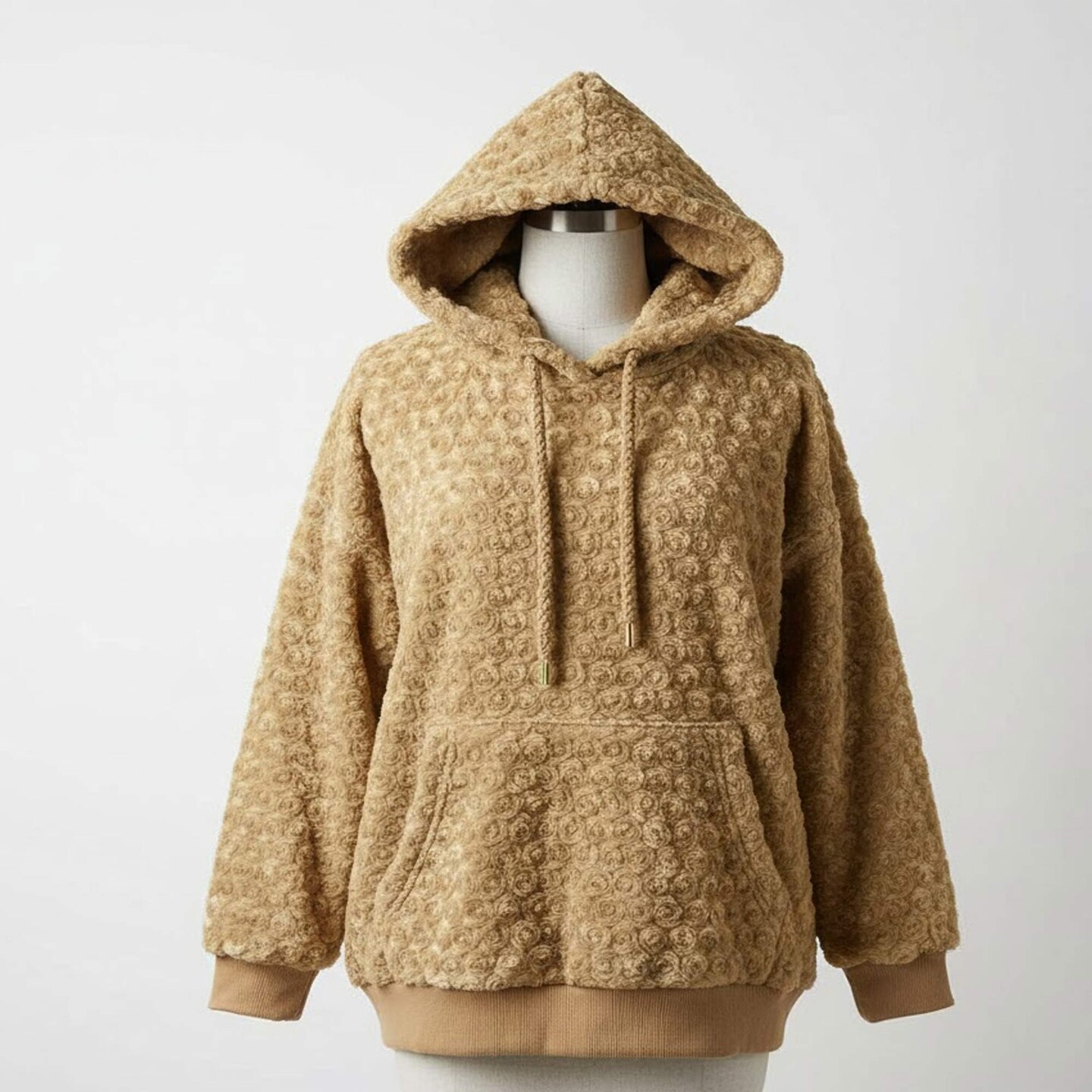 1 Yard Camel Rosebud Minky Swirl Fabric 58/60" Width Embossed