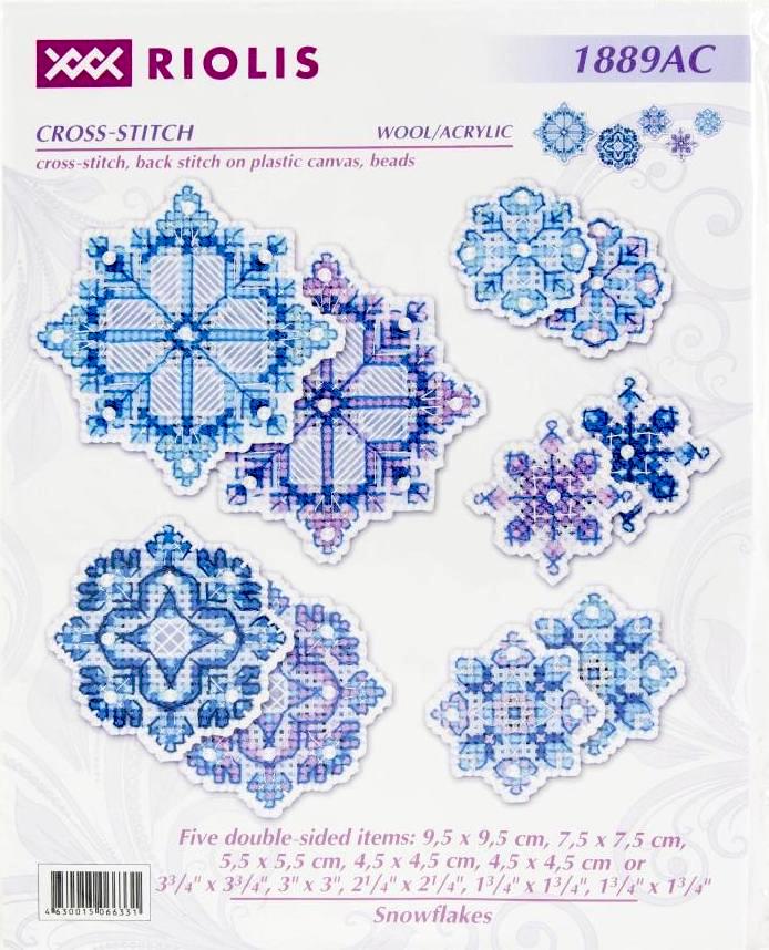 DIY Riolis Snowflakes Christmas Cross Stitch Plastic Canvas Ornaments Kit 1889AC