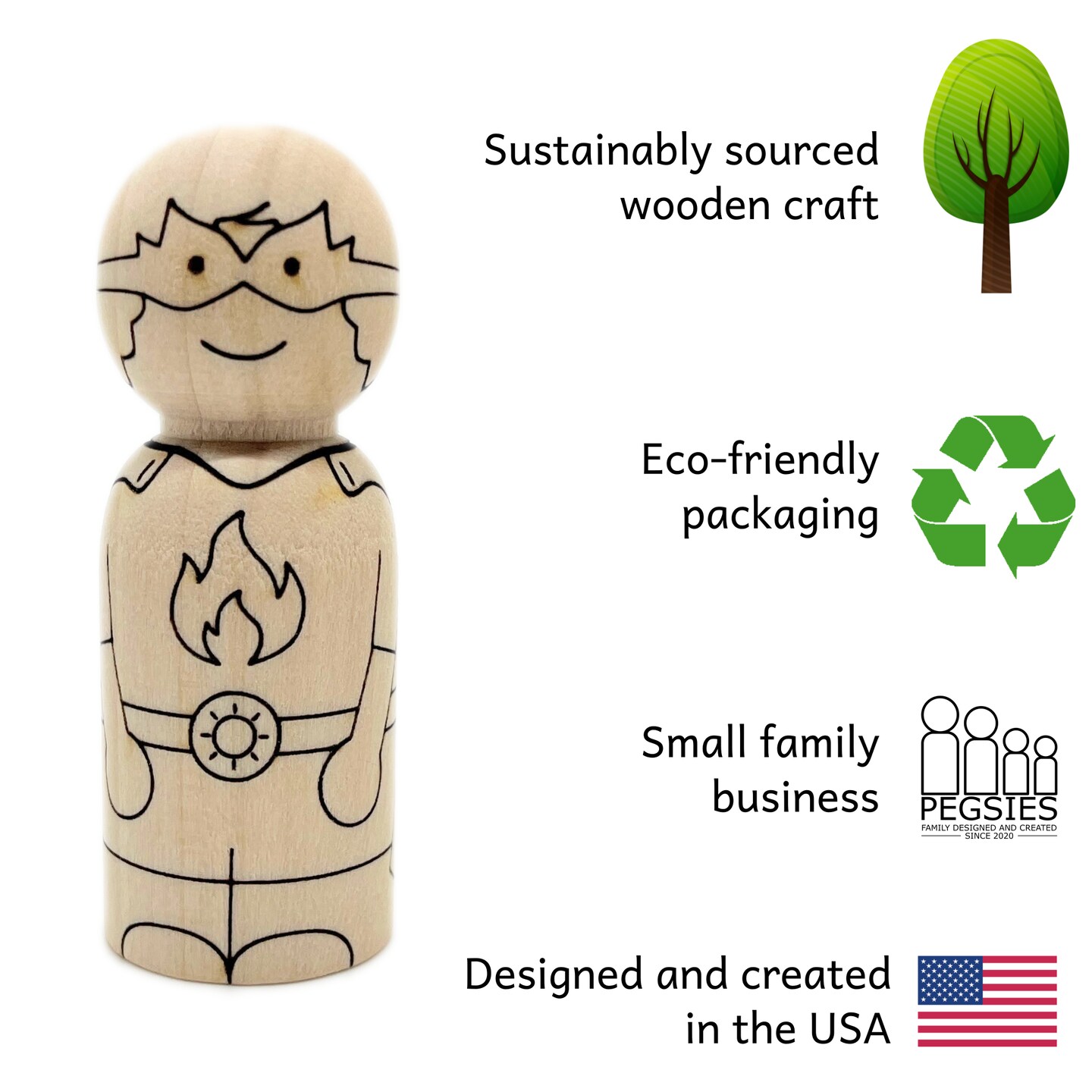 Superhero Peg Doll Set by Pegsies&#x2122;