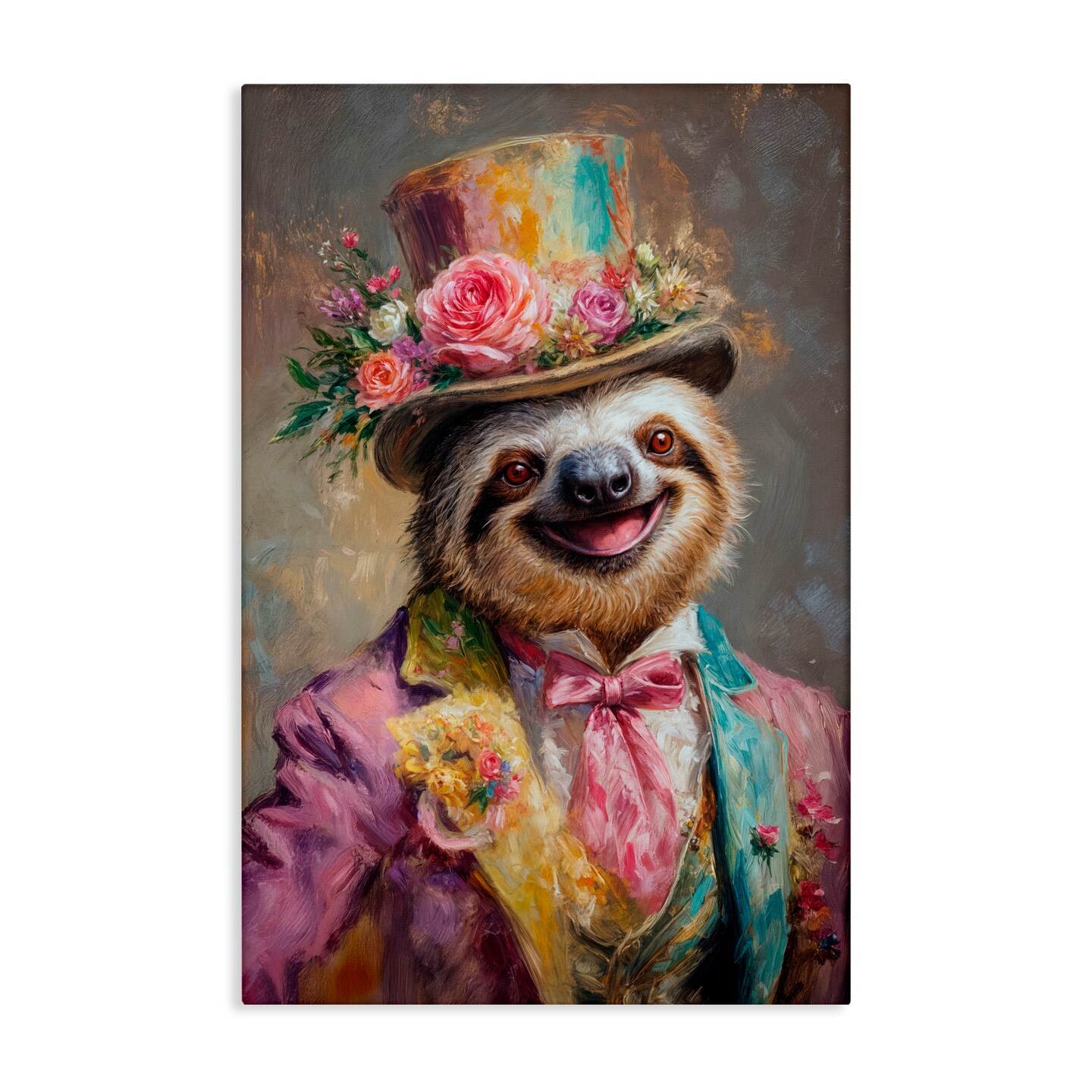 Stupell Industries Victorian Sloth Portrait Canvas, design by Wumples