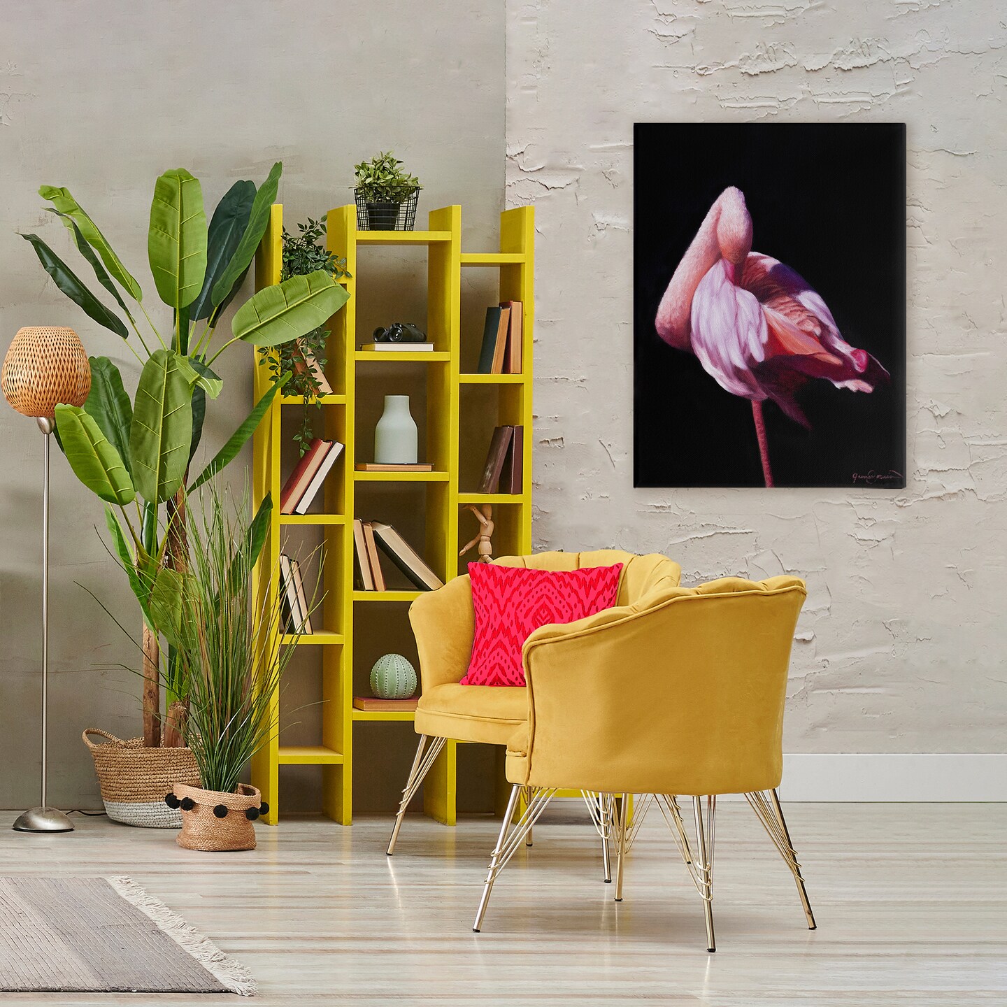 Stupell Industries Avian Contrast Flamingo Canvas, design by James Corwin