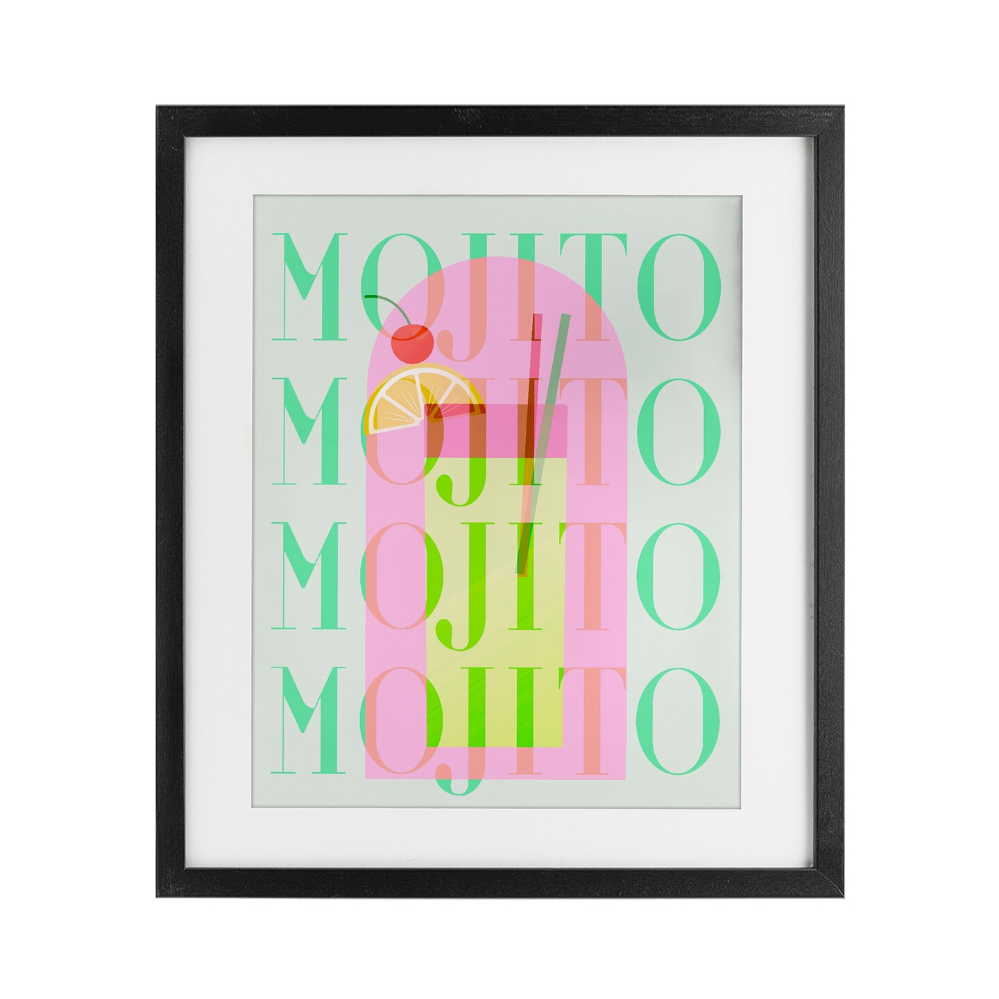 Stupell Industries Retro Pastel Mojito Framed Print Under Glass, design by Lil' Rue