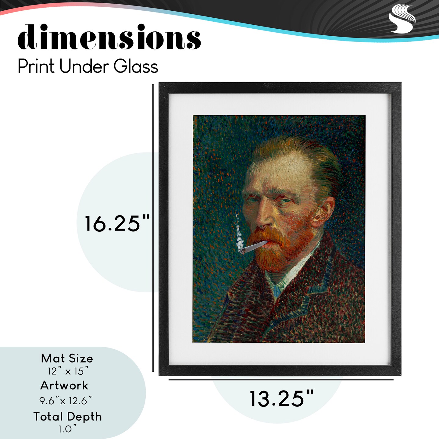 Stupell Industries Van Gogh Portrait with Smoke Framed Print Under Glass, design by Masters Redux